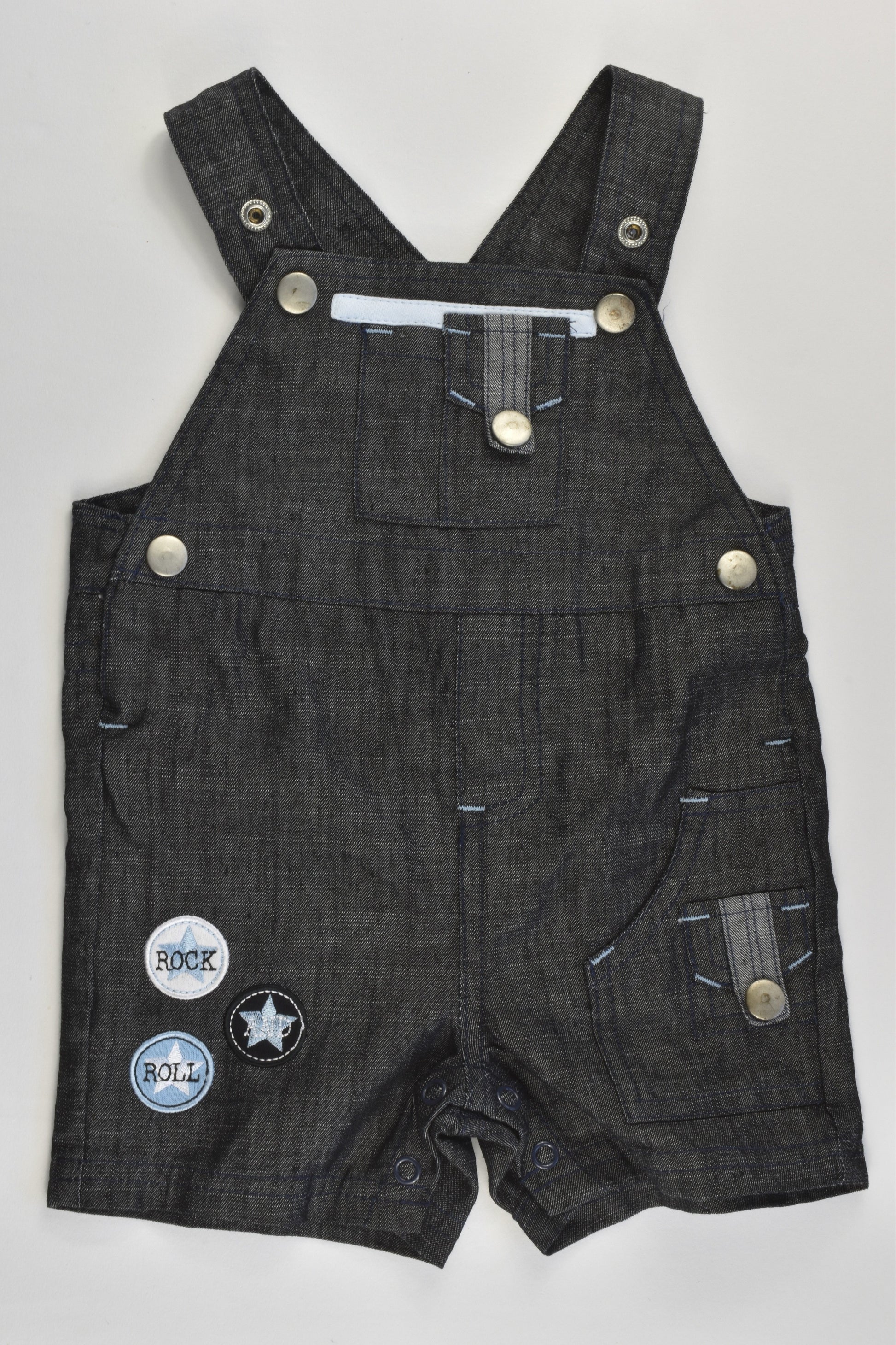 Baby Ka-Boosh Size 00 'Rock And Roll' Short Denim Overalls
