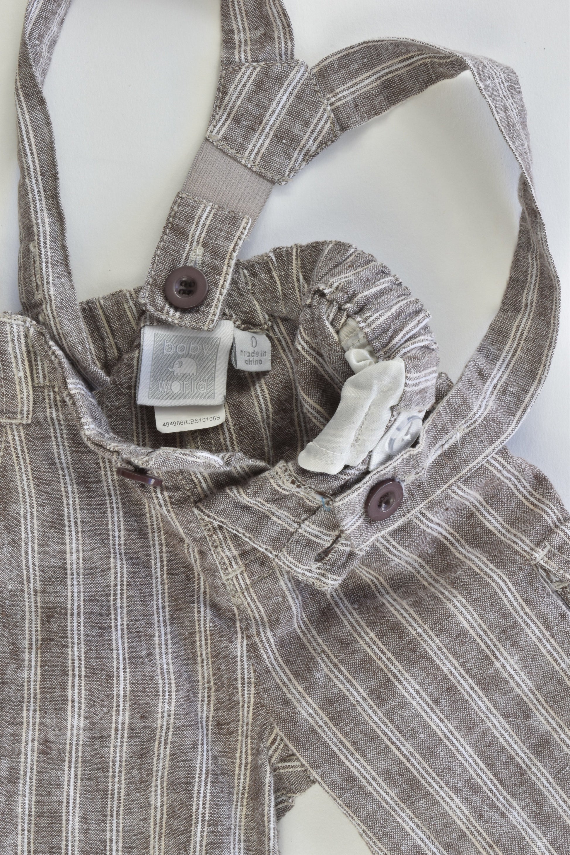 Baby World Size 0 Linen/Cotton Suspender Shorts