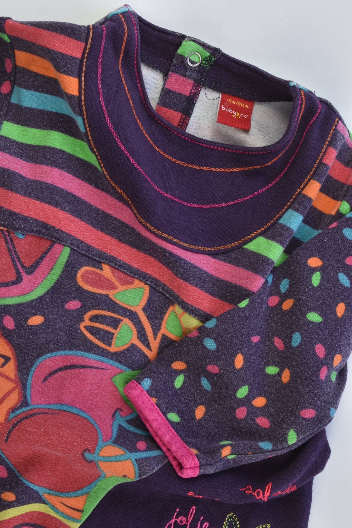 Babygro (France) Size 0-1 (18 months, 81 cm) 'Salade Exotique' Footed Romper