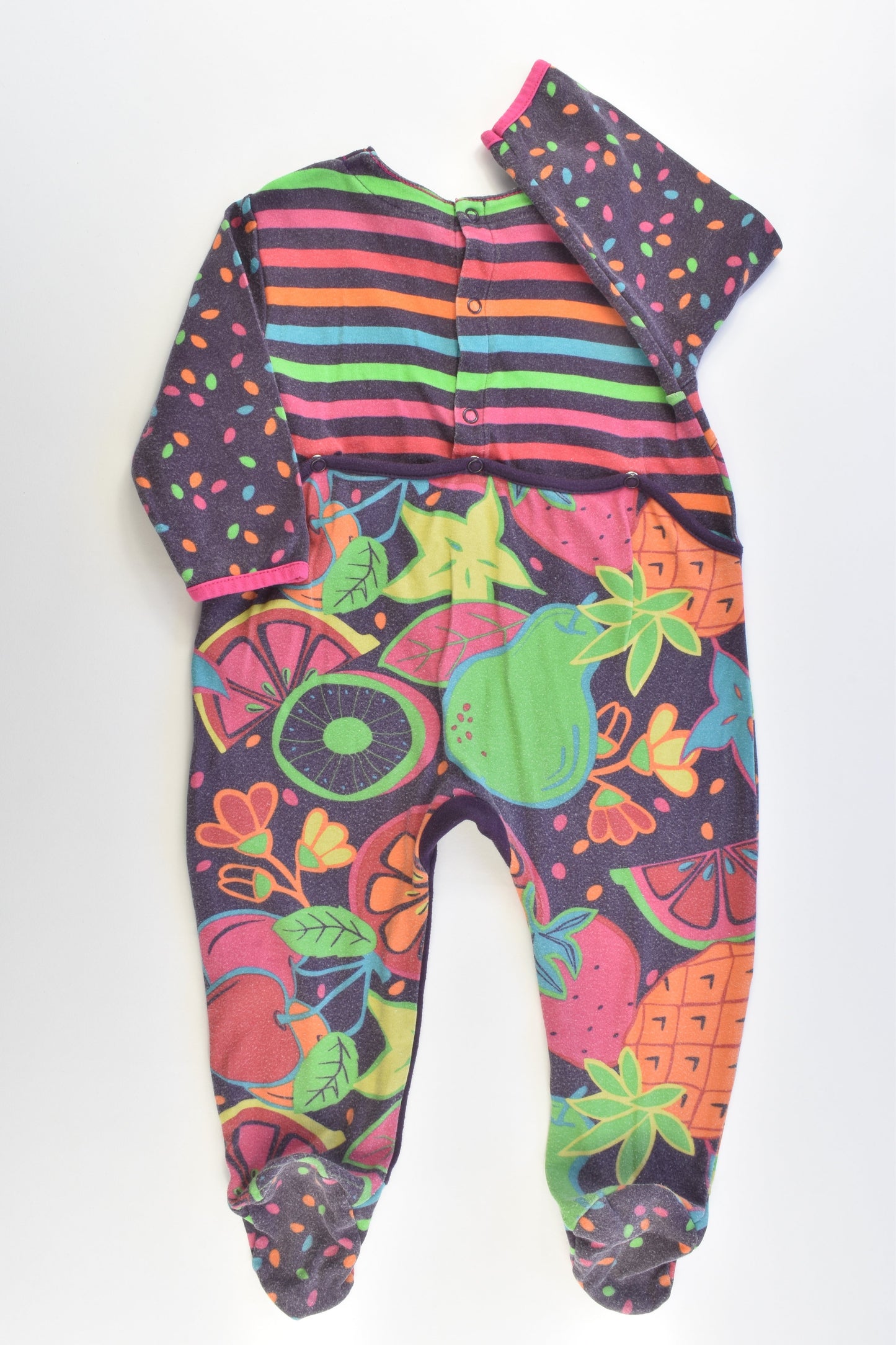 Babygro (France) Size 0-1 (18 months, 81 cm) 'Salade Exotique' Footed Romper