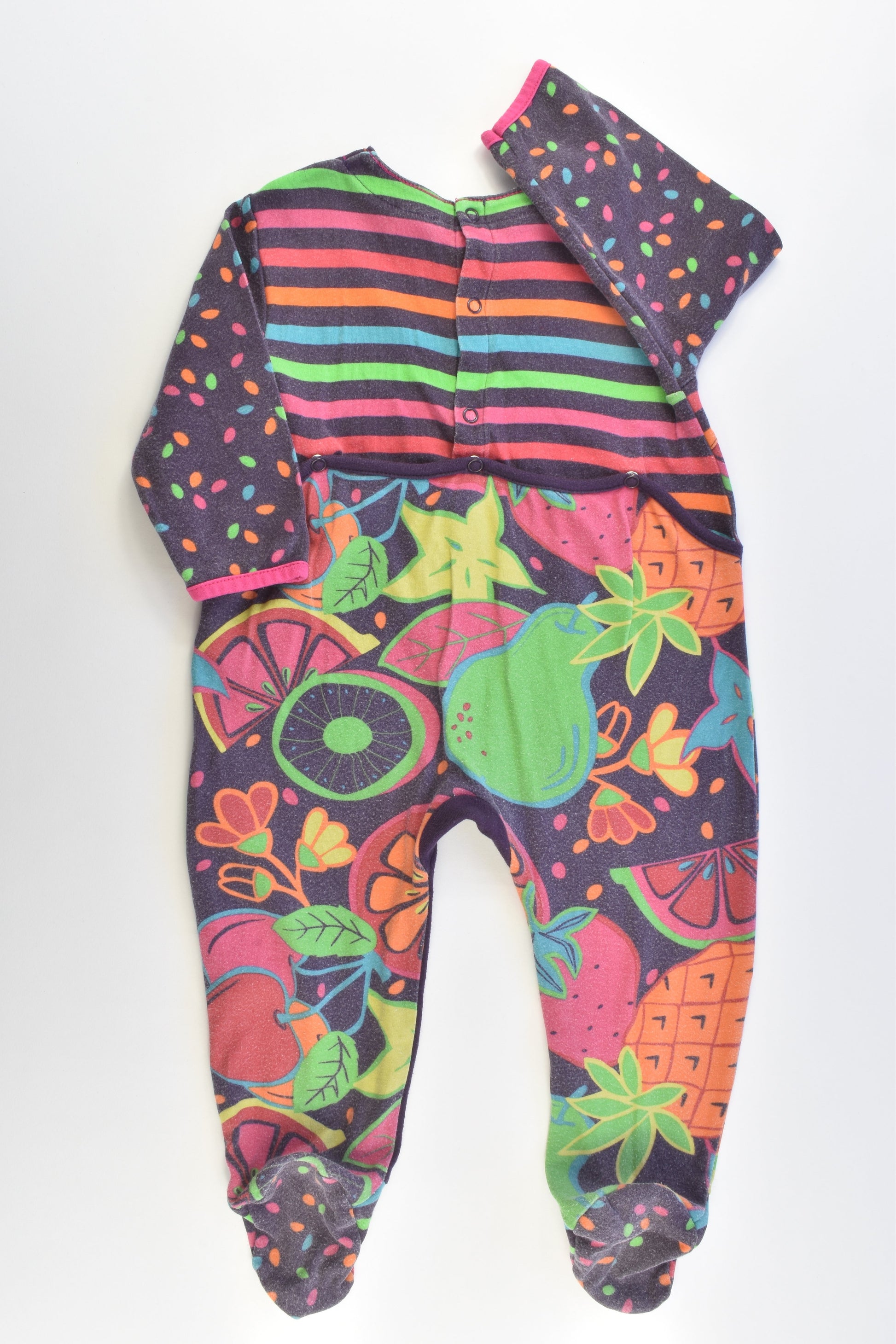 Babygro (France) Size 0-1 (18 months, 81 cm) 'Salade Exotique' Footed Romper