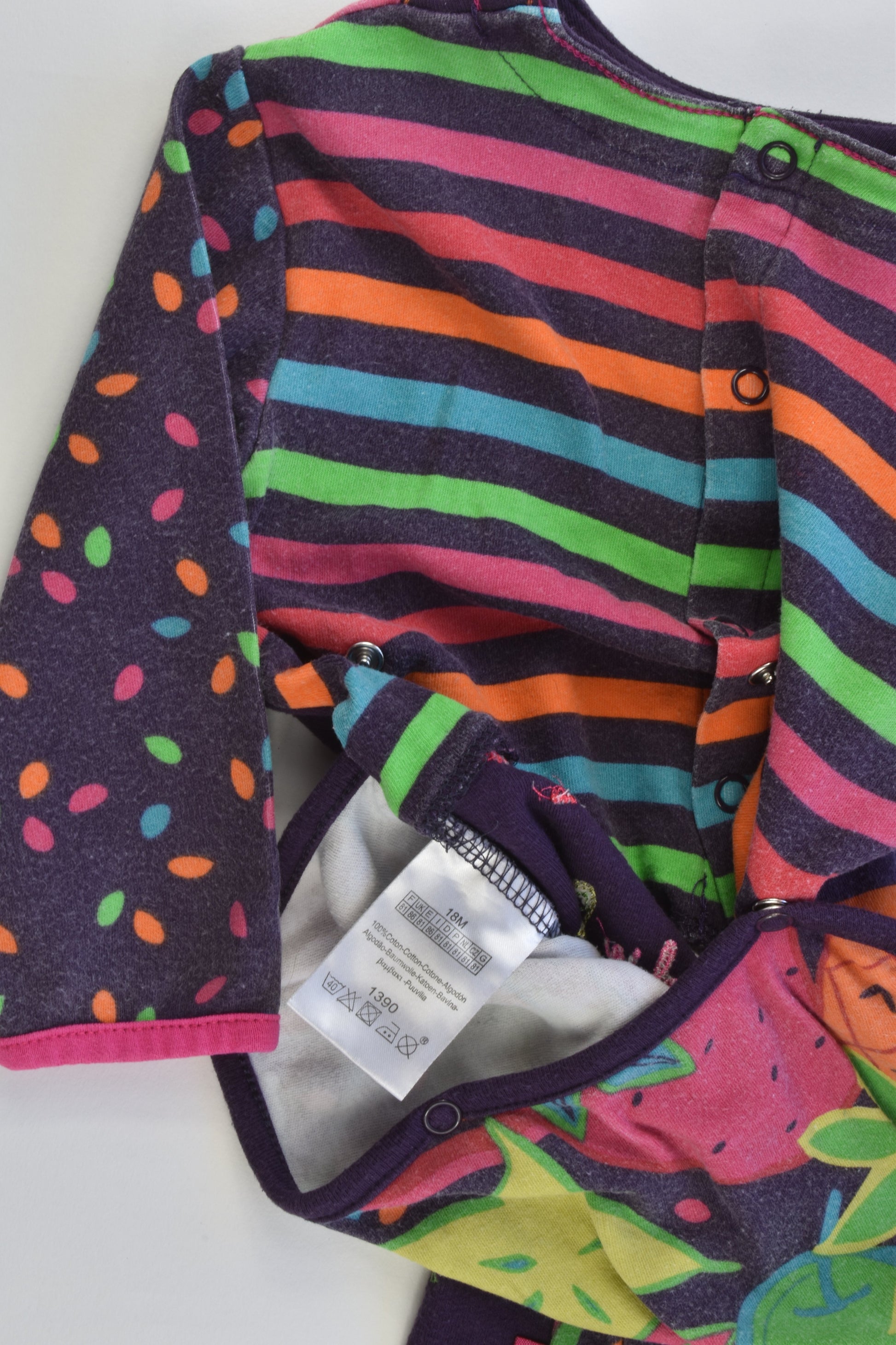 Babygro (France) Size 0-1 (18 months, 81 cm) 'Salade Exotique' Footed Romper
