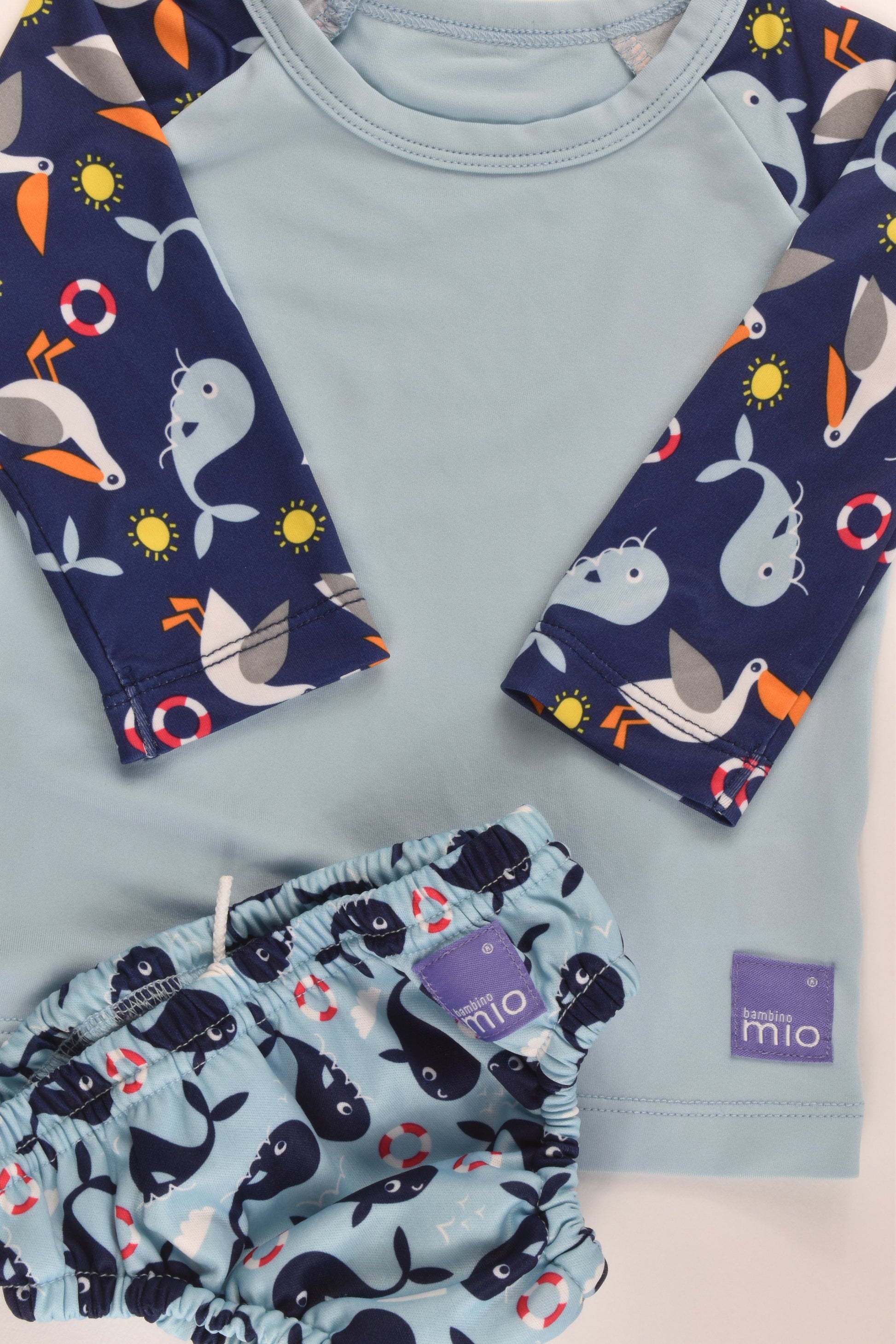 Bambino Mio Size approx 00 (7-9 kg) Nautical Rashie Top and Swim Nappy