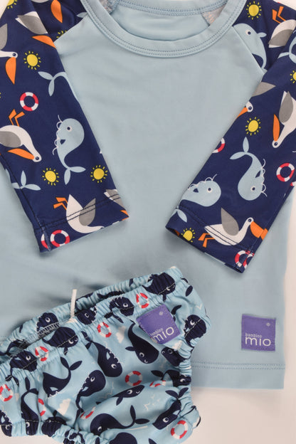 Bambino Mio Size approx 00 (7-9 kg) Nautical Rashie Top and Swim Nappy