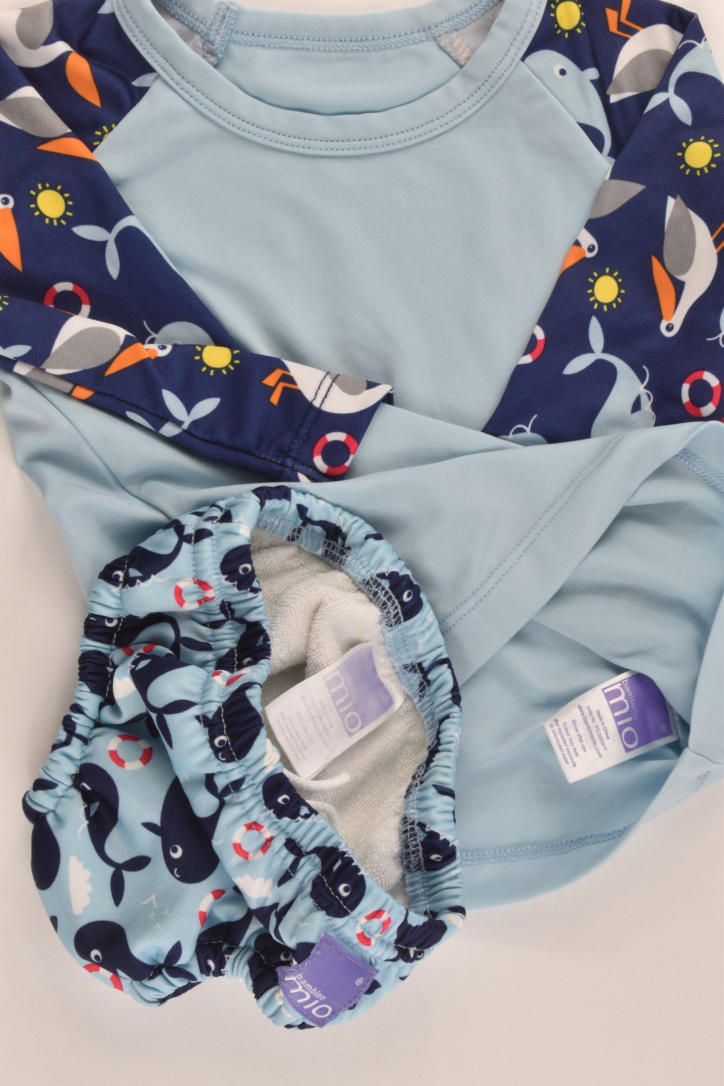 Bambino Mio Size approx 00 (7-9 kg) Nautical Rashie Top and Swim Nappy