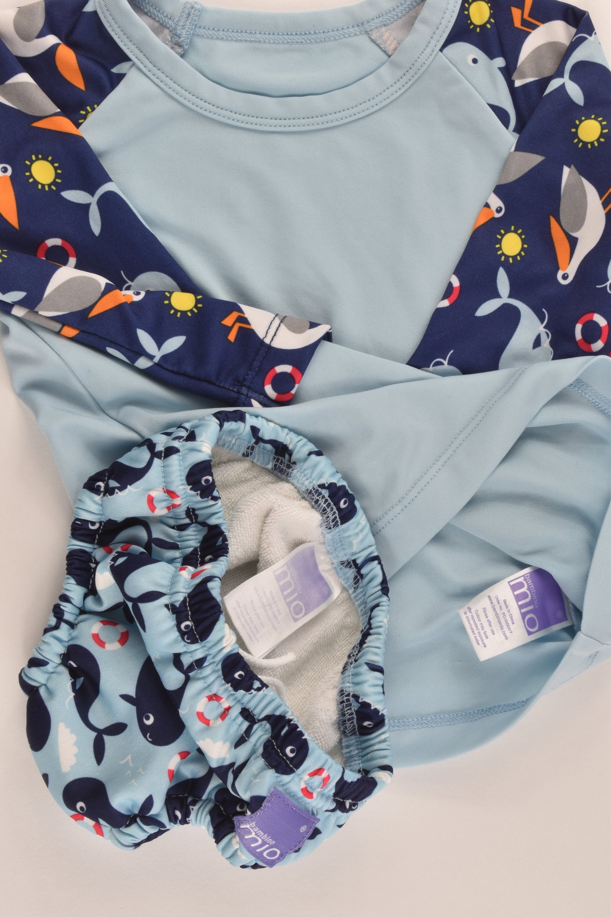Bambino Mio Size approx 00 (7-9 kg) Nautical Rashie Top and Swim Nappy