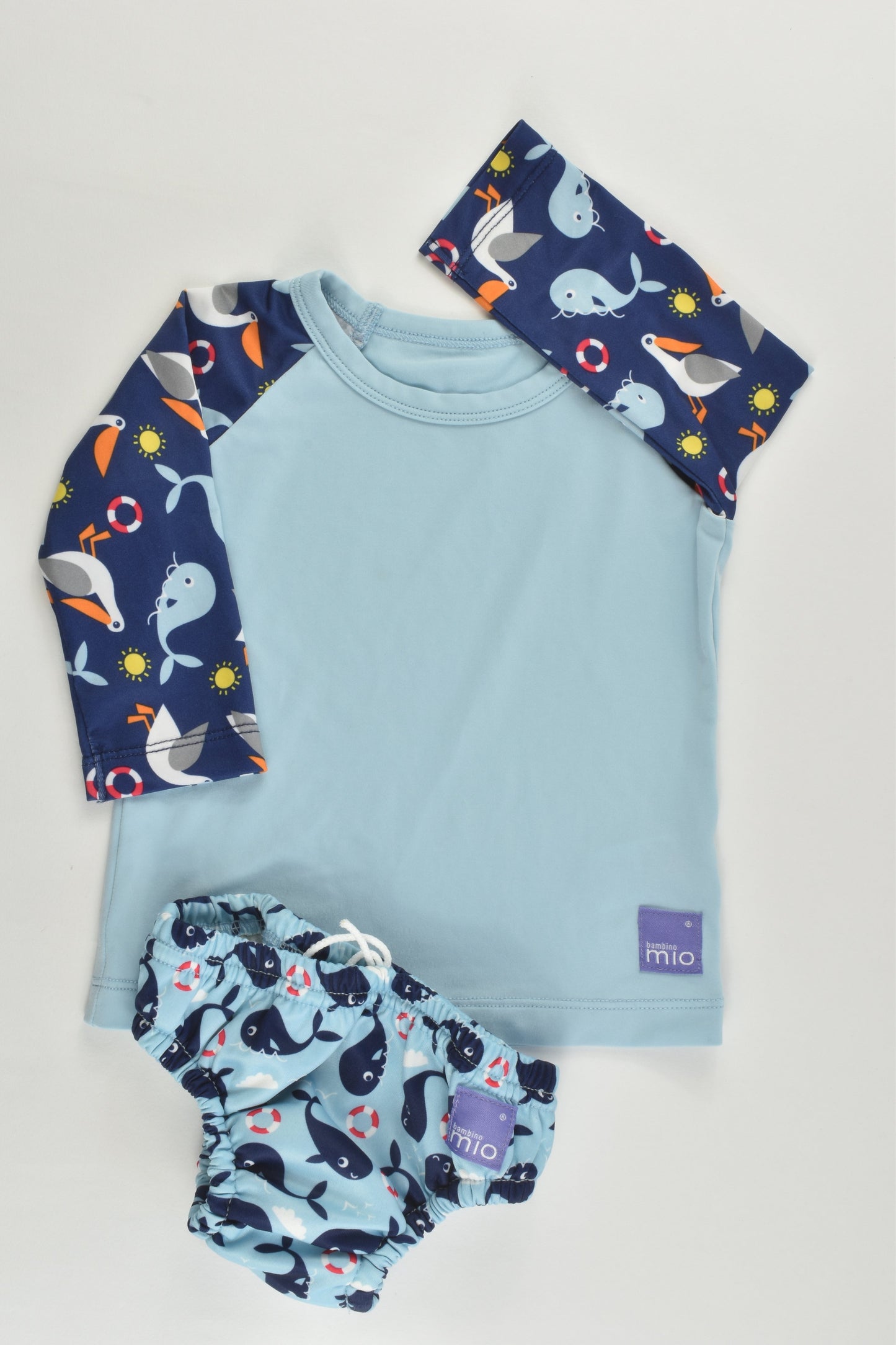 Bambino Mio Size approx 00 (7-9 kg) Nautical Rashie Top and Swim Nappy