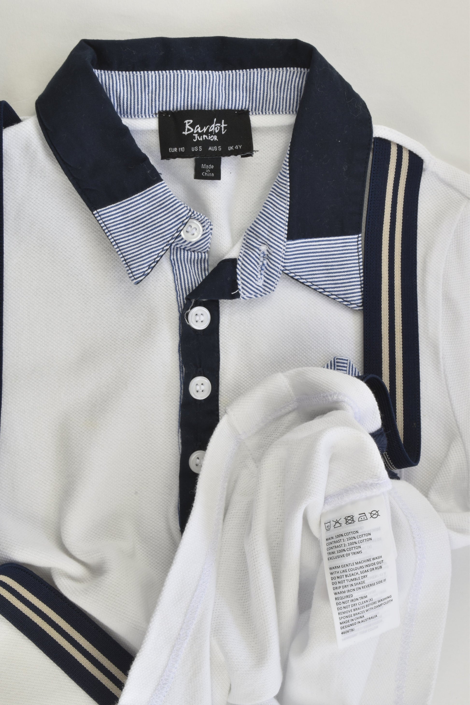 Bardot Junior Size 4-5 Suspender Polo Shirt