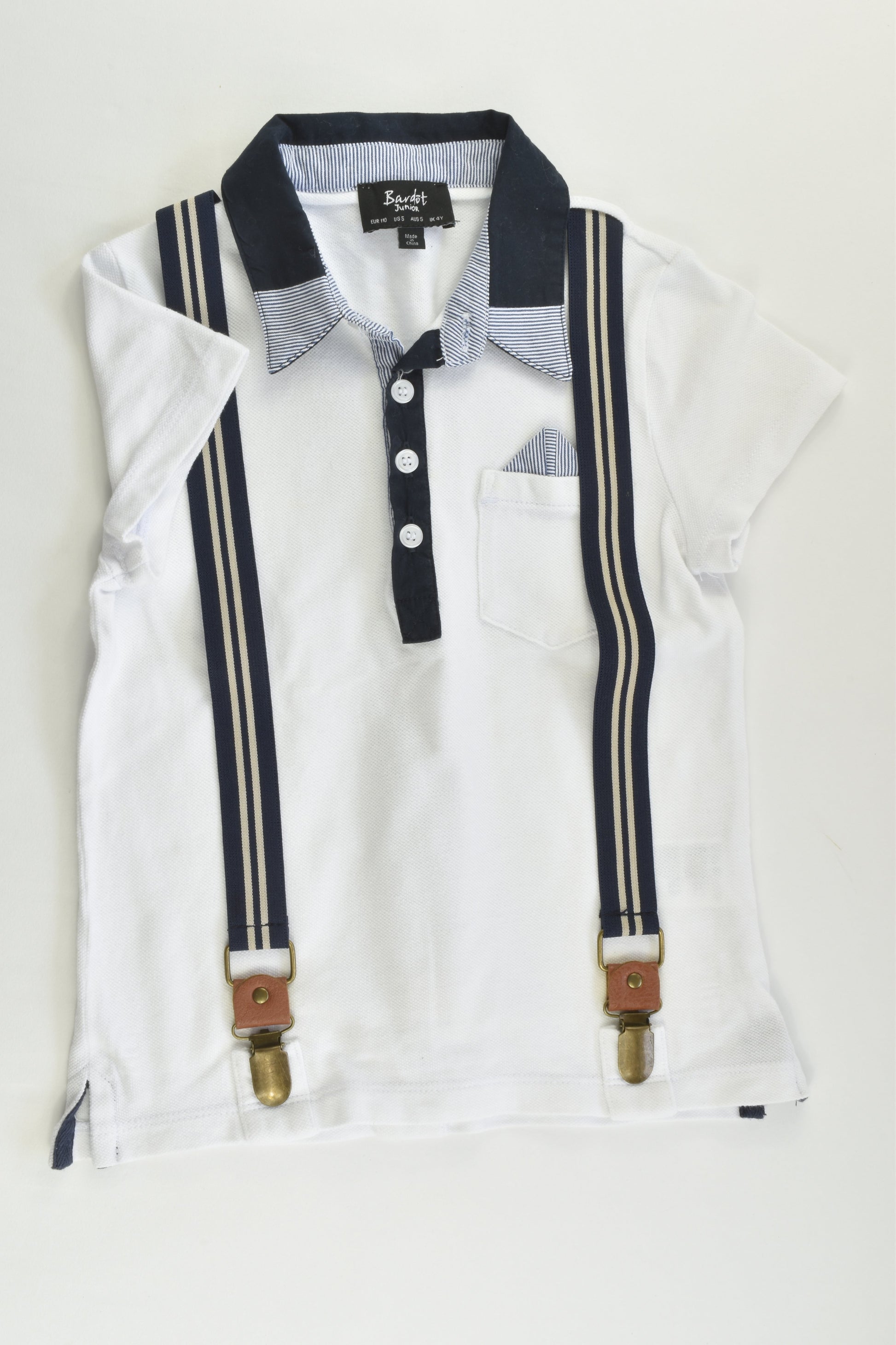 Bardot Junior Size 4-5 Suspender Polo Shirt