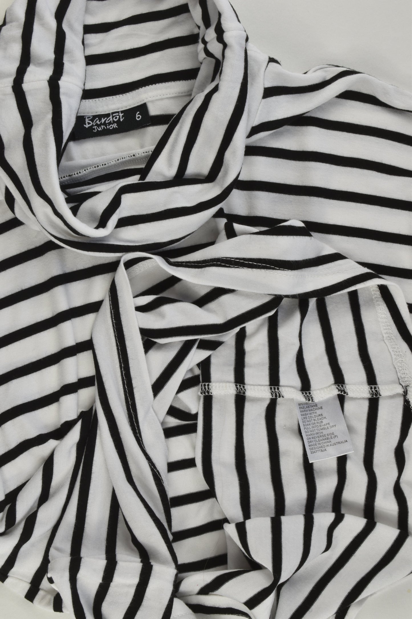Bardot Junior Size 6 Striped Turtle Neck Top
