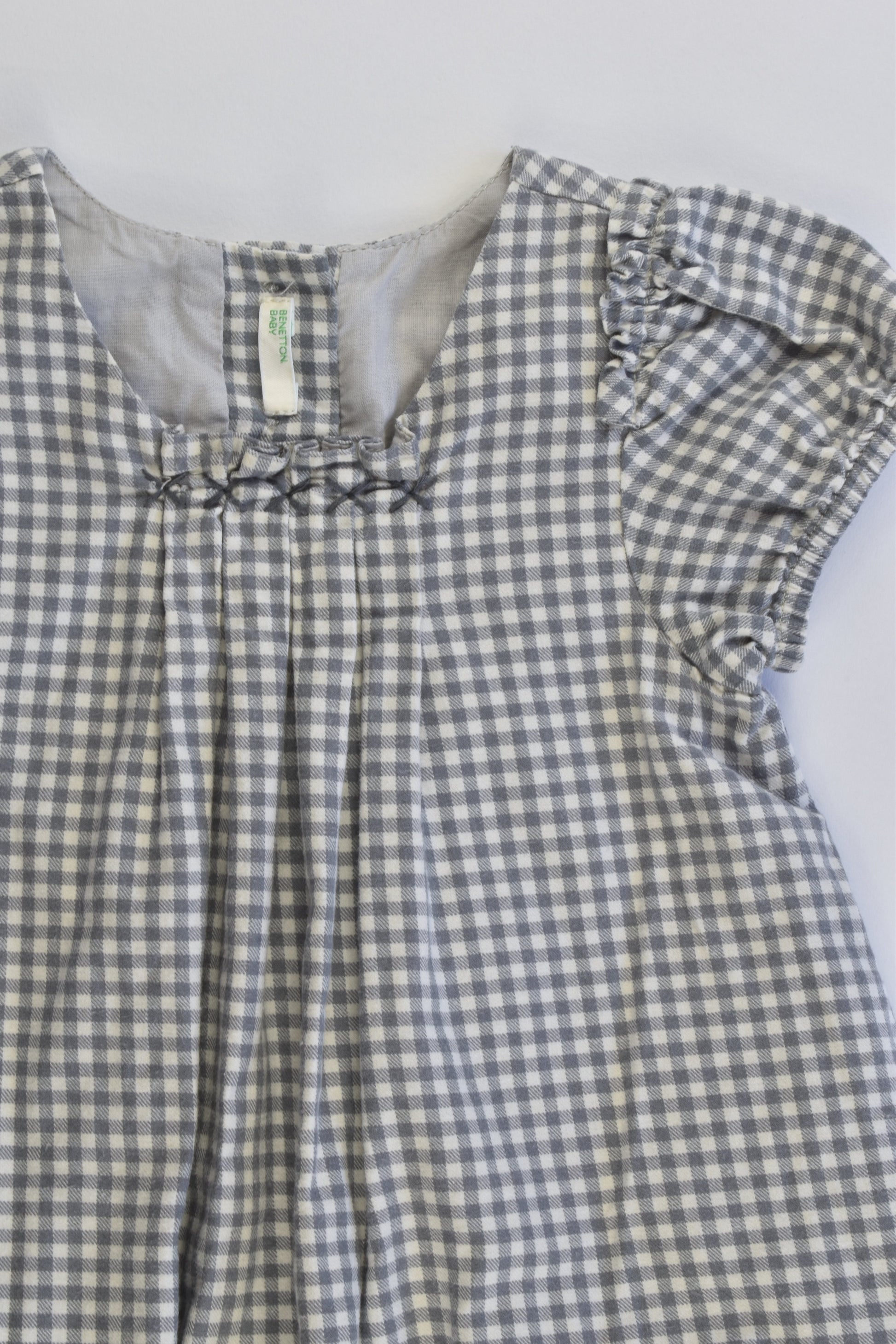 Benetton Baby (Italy) Size 00-0 (6-9 months, 67 cm) Lined Checked Dress