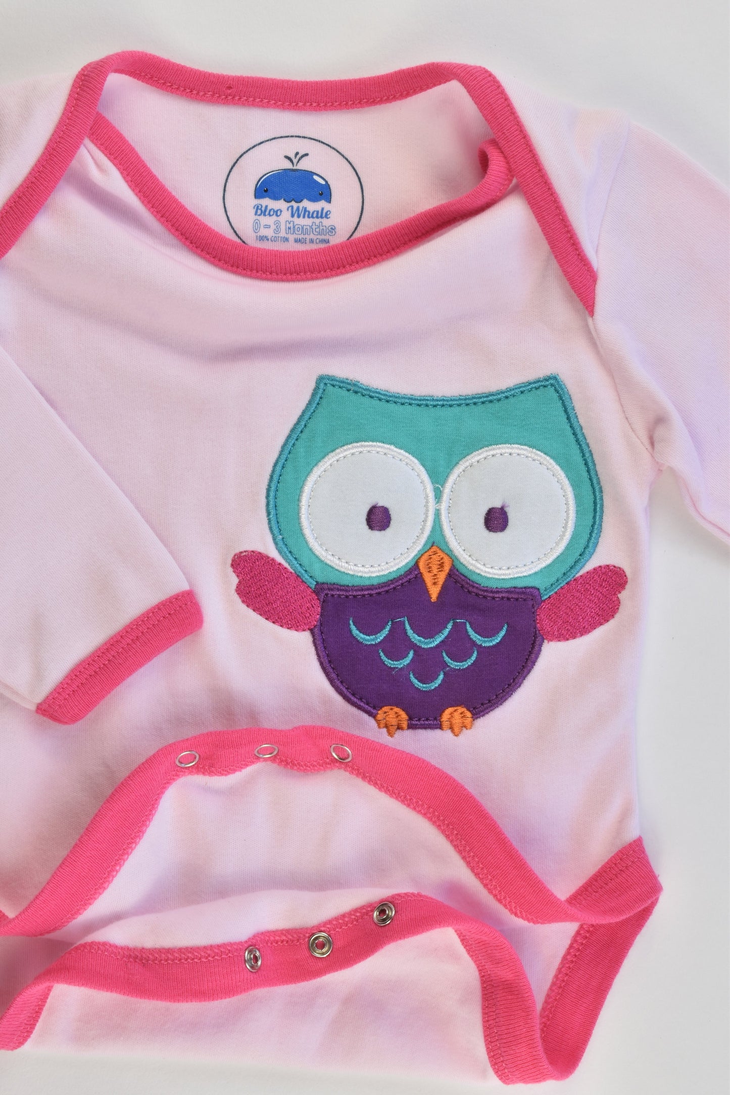 Bloo Whate Size 000 (0-3 months) Owl Bodysuit