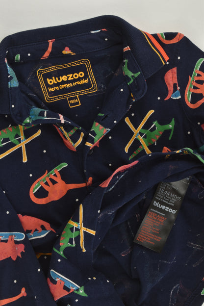 Bluezoo by Debenhams Size 2 (92 cm) Dinosaurs Snowboarding and Skiing Collared Top
