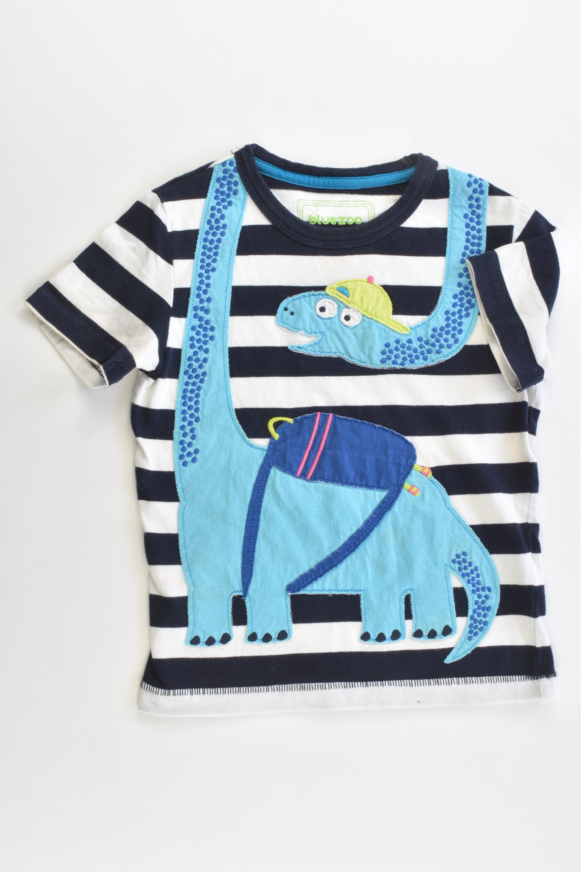 Bluezoo by Debenhams Size 2/3 (98 cm) Striped Dinosaur T-shirt