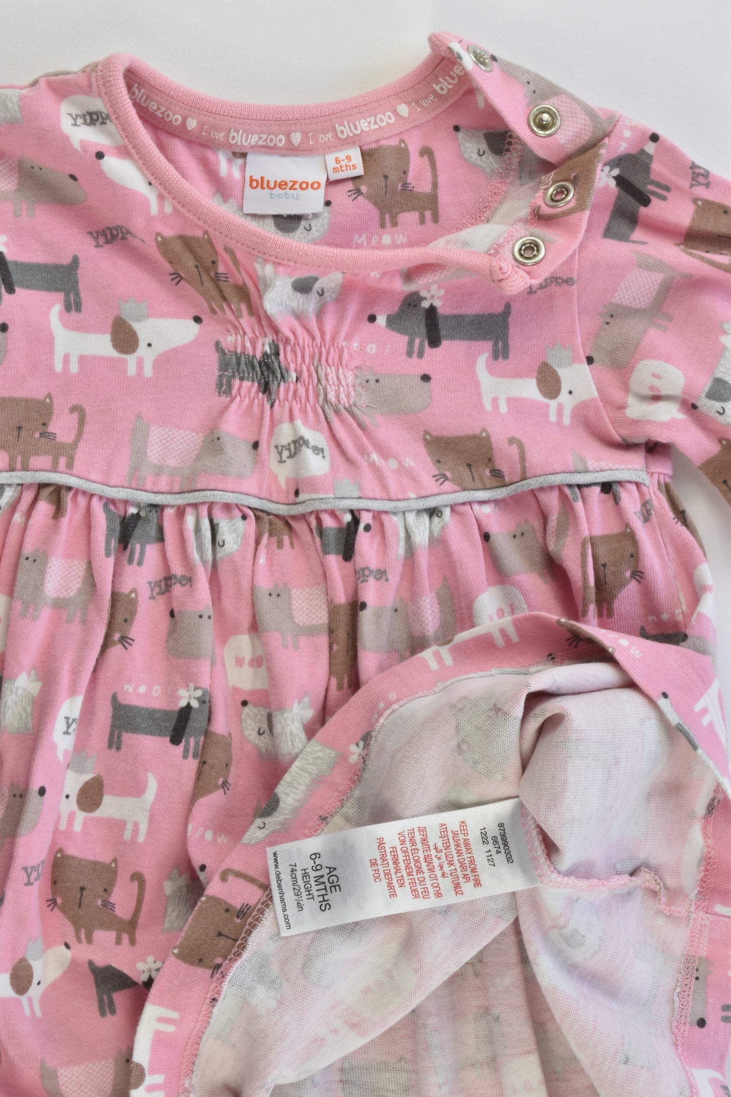 Bluezoo (Debenhams) Size 0 (74 cm, 6-9 months) Cats and Dogs Dress