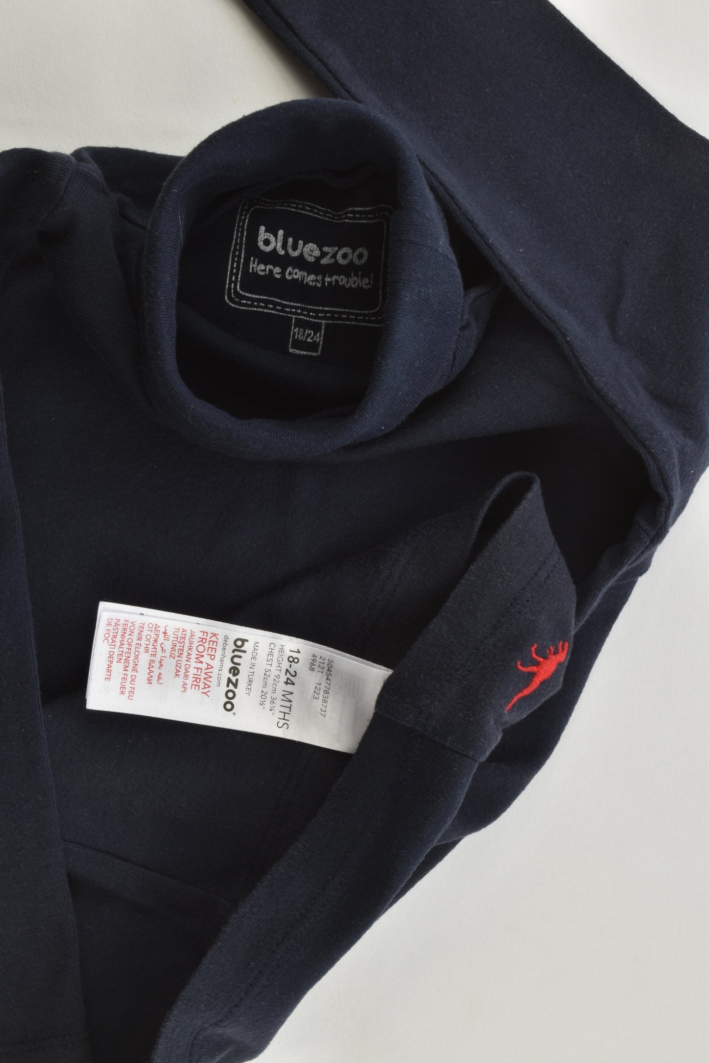 Bluezoo (Debenhams) Size 18-24 months (2) Polo Neck Dinosaur Top