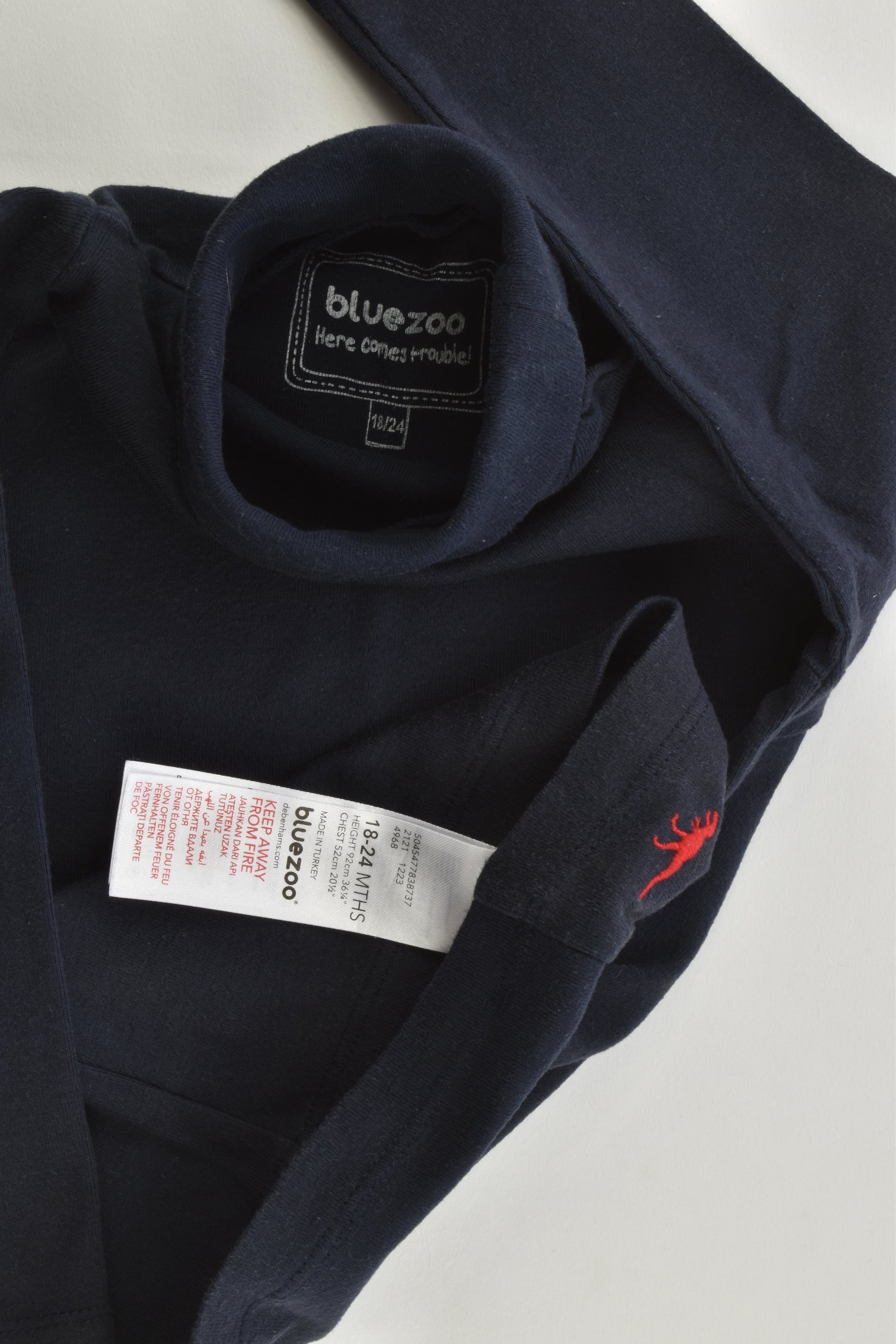 Bluezoo (Debenhams) Size 18-24 months (2) Polo Neck Dinosaur Top