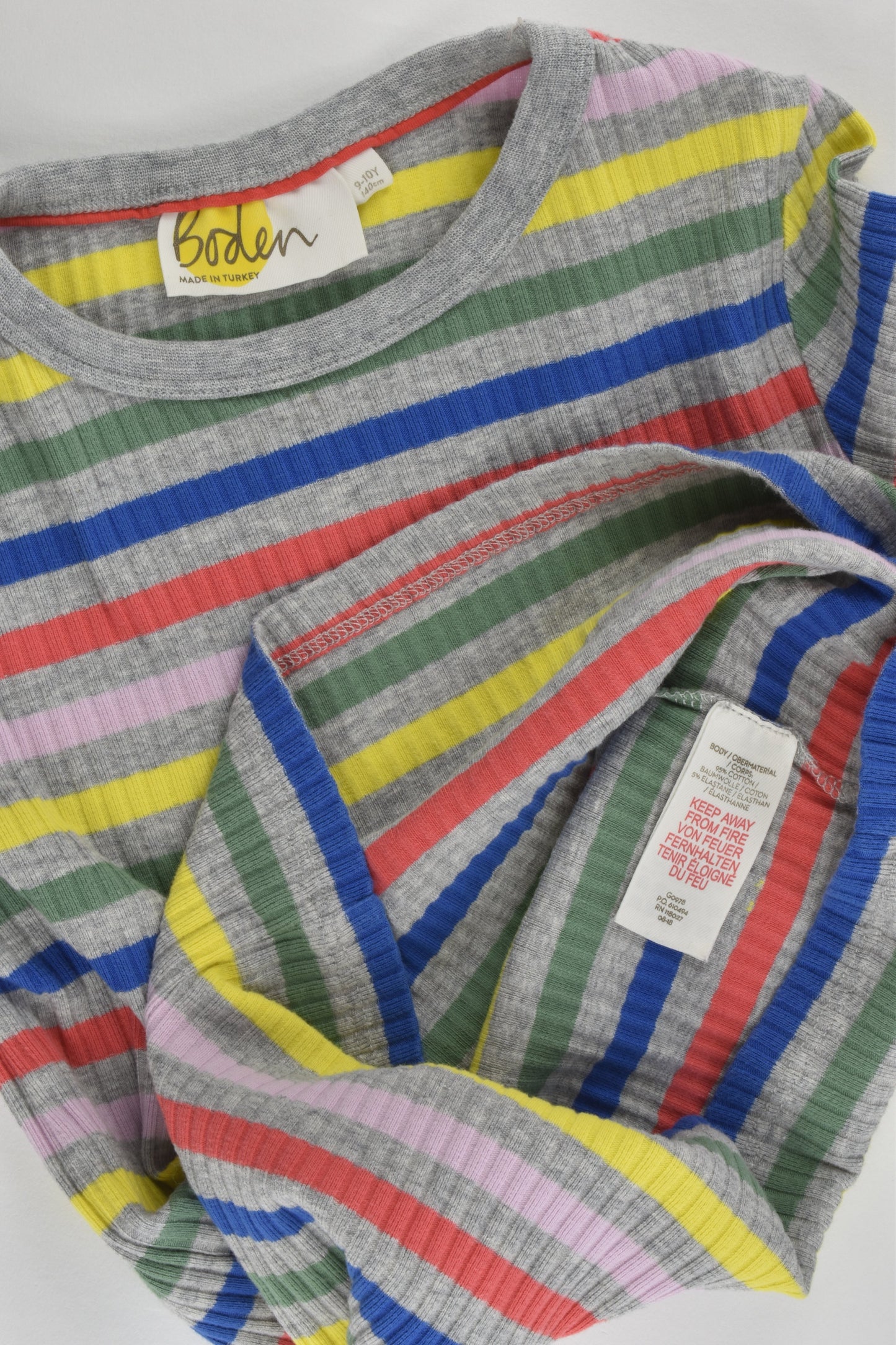 Boden Size 9-10 Striped Ribbed Top
