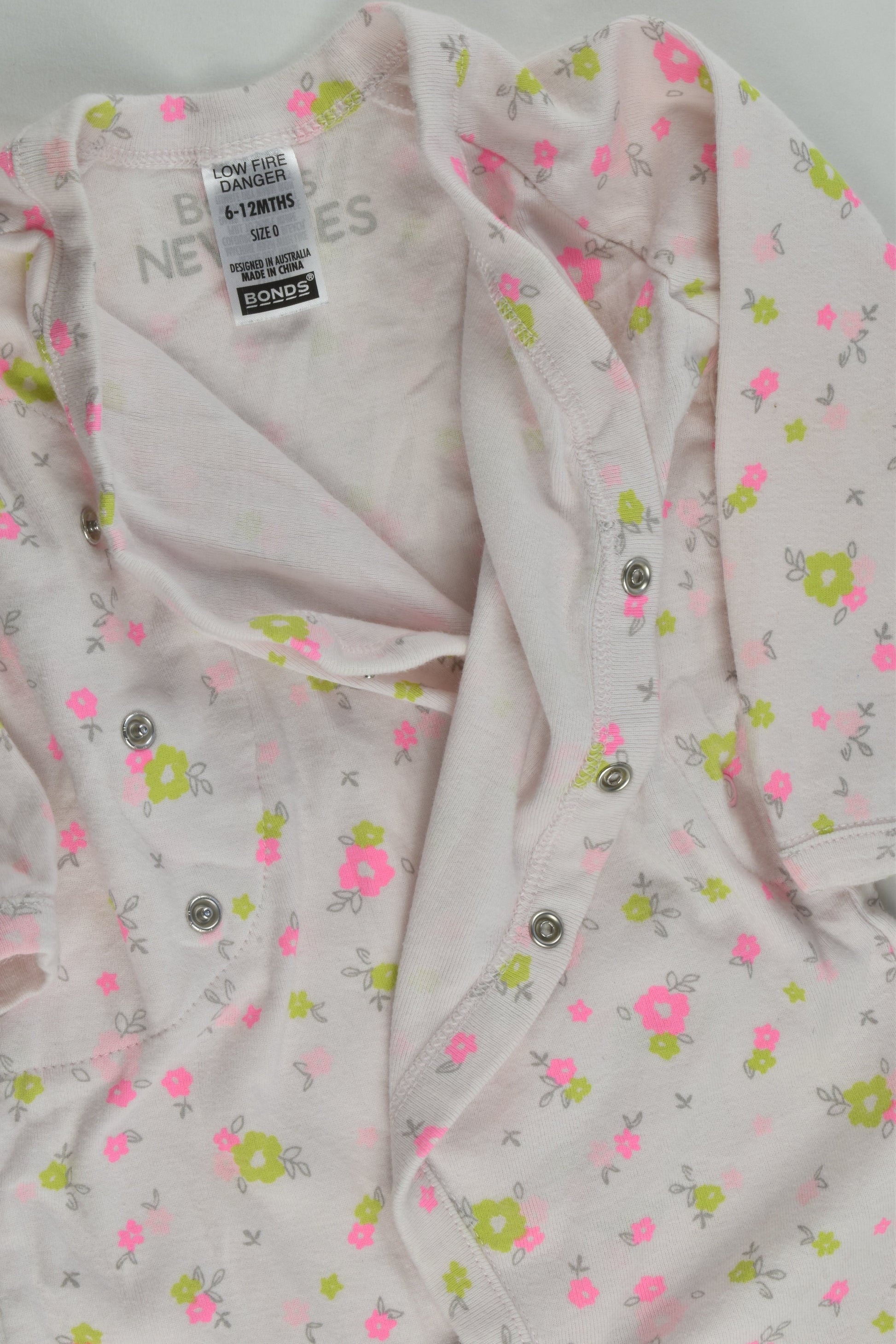Bonds Size 0 (6-12 months) Floral Footed Wrap Romper