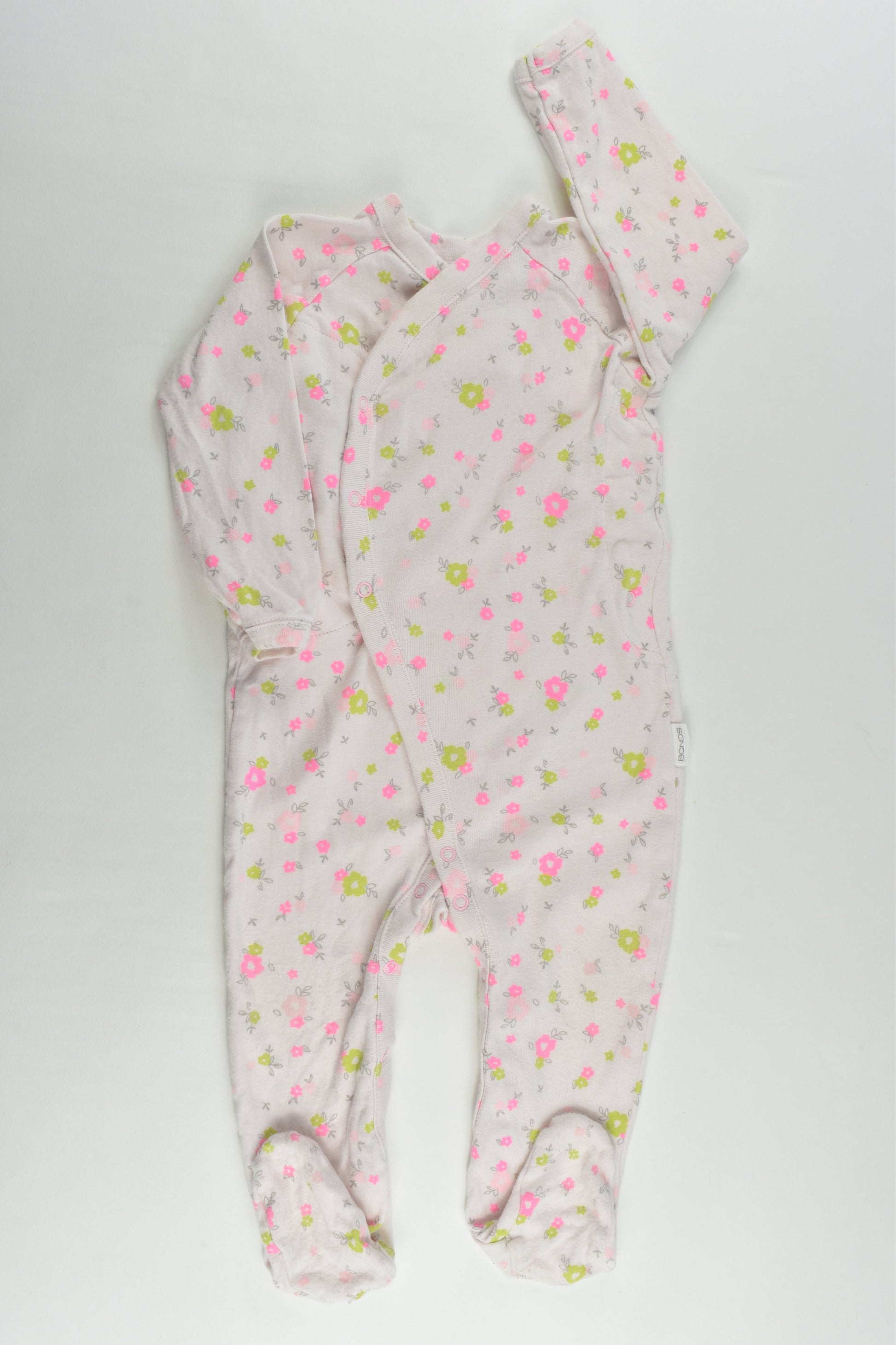 Bonds Size 0 (6-12 months) Floral Footed Wrap Romper