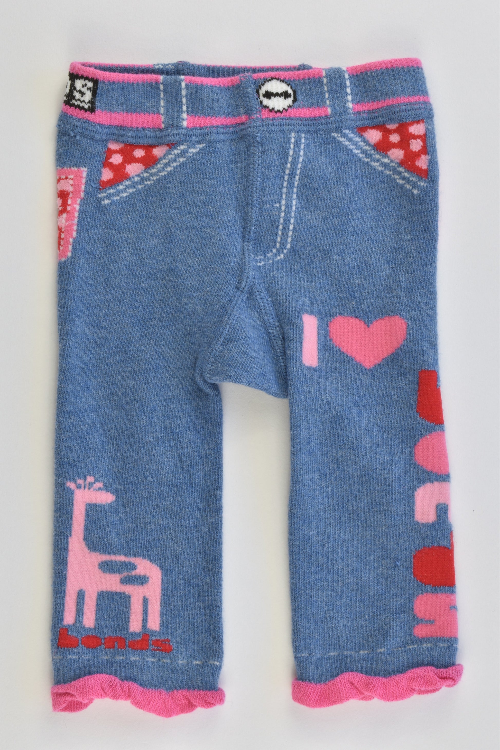 Bonds Size 0-6 months Giraffe and Pockets at the Back Leggings