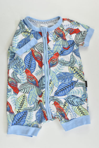 Bonds Size 00 (3-6 months) Birds and Leaves Short Wondersuit