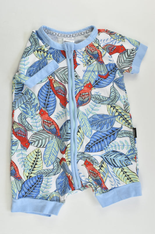 Bonds Size 00 (3-6 months) Birds and Leaves Short Wondersuit