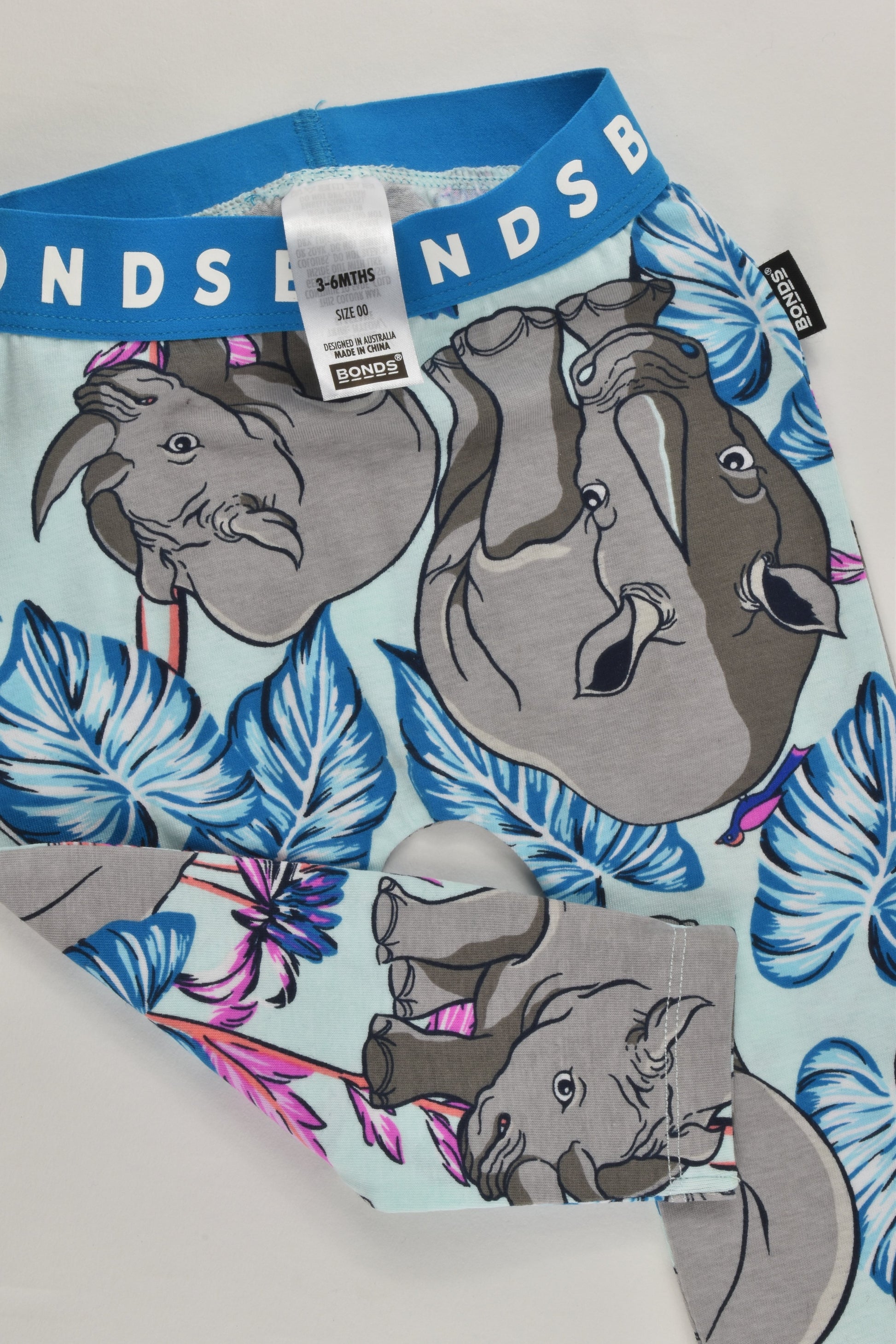 Bonds Size 00 (3-6 months) Rhinos Leggings