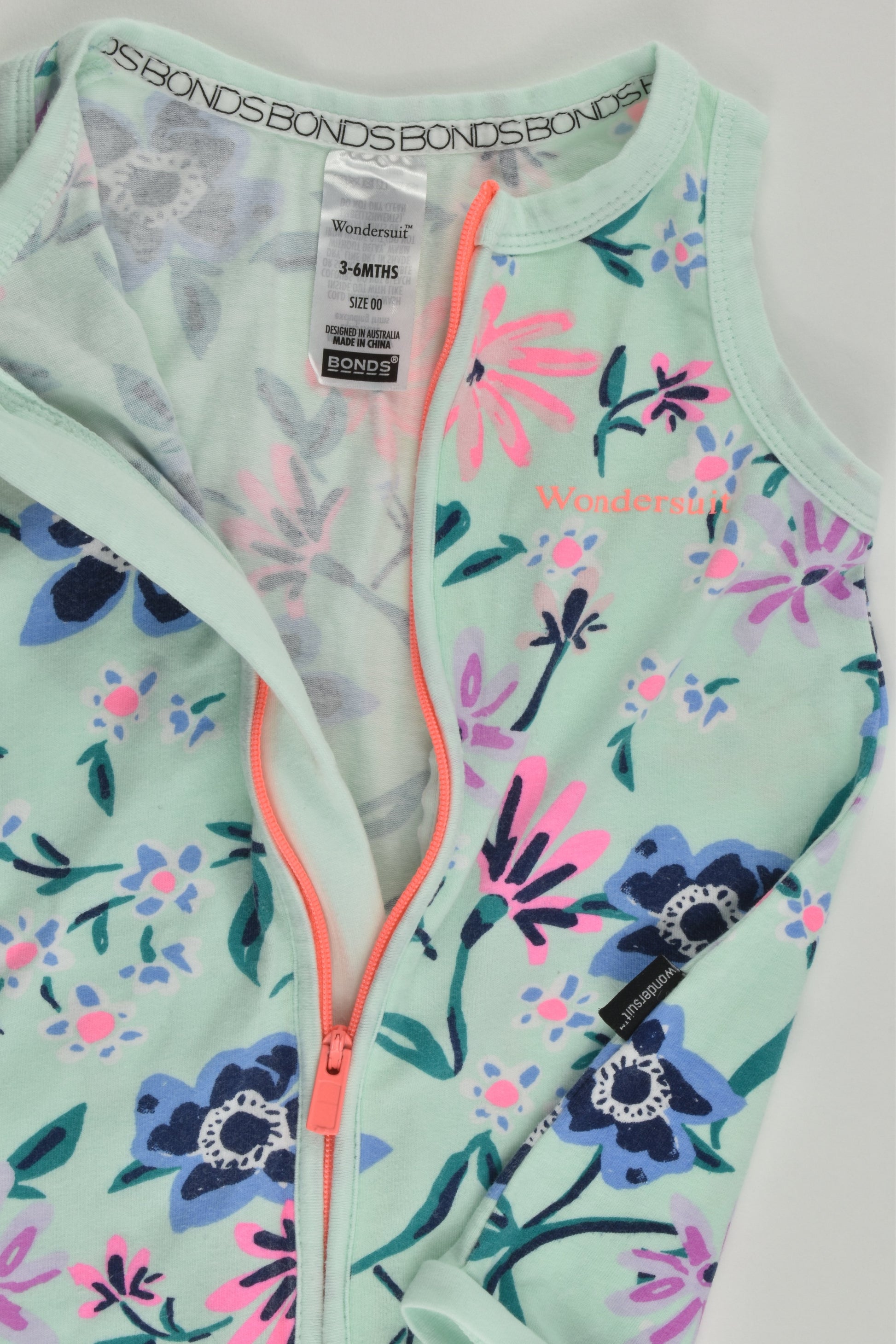 Bonds Size 00 (3-6 months) Sleeveless Floral Wondersuit