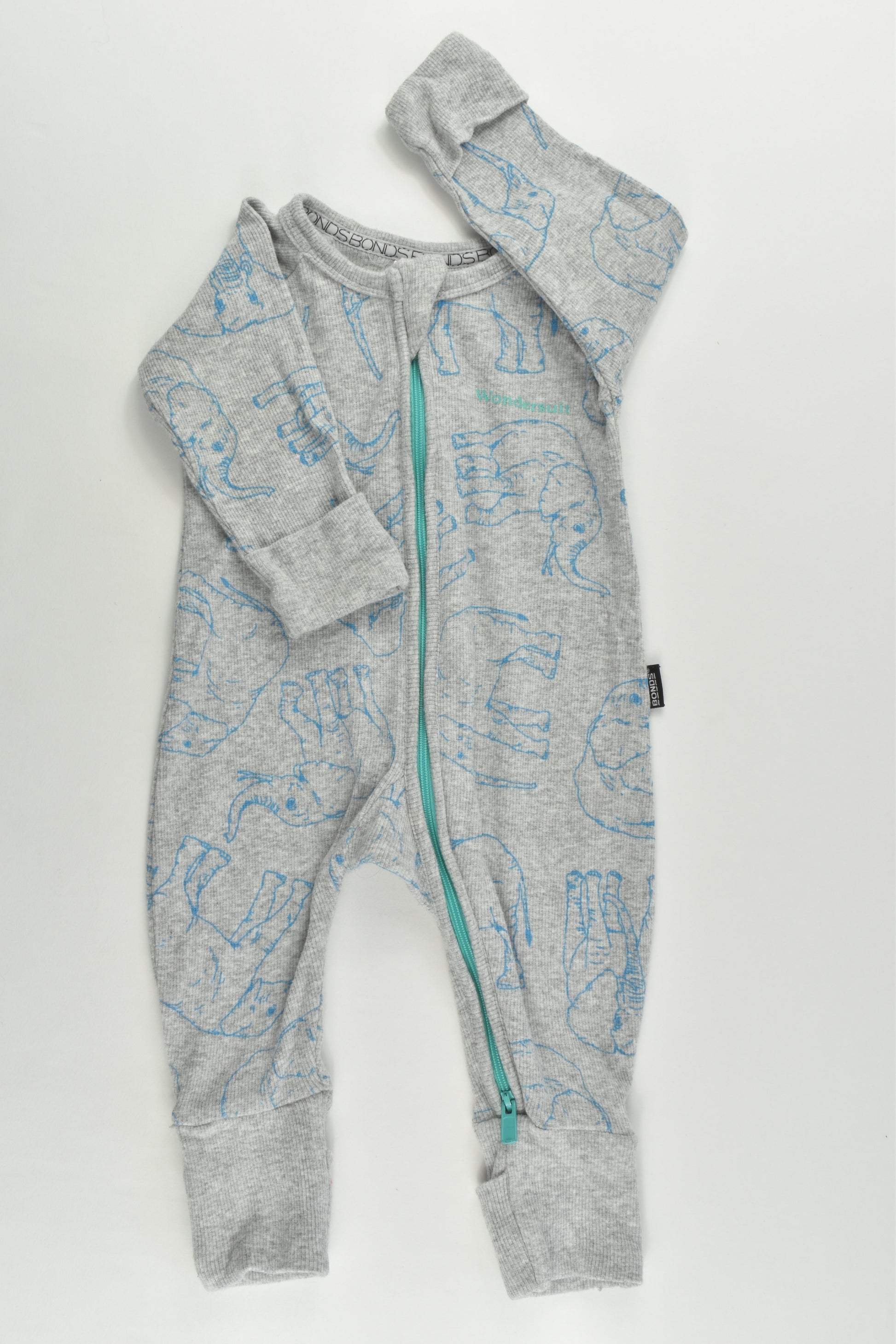 Bonds Size 000 (0-3 months) Elephants Ribbed Wondersuit