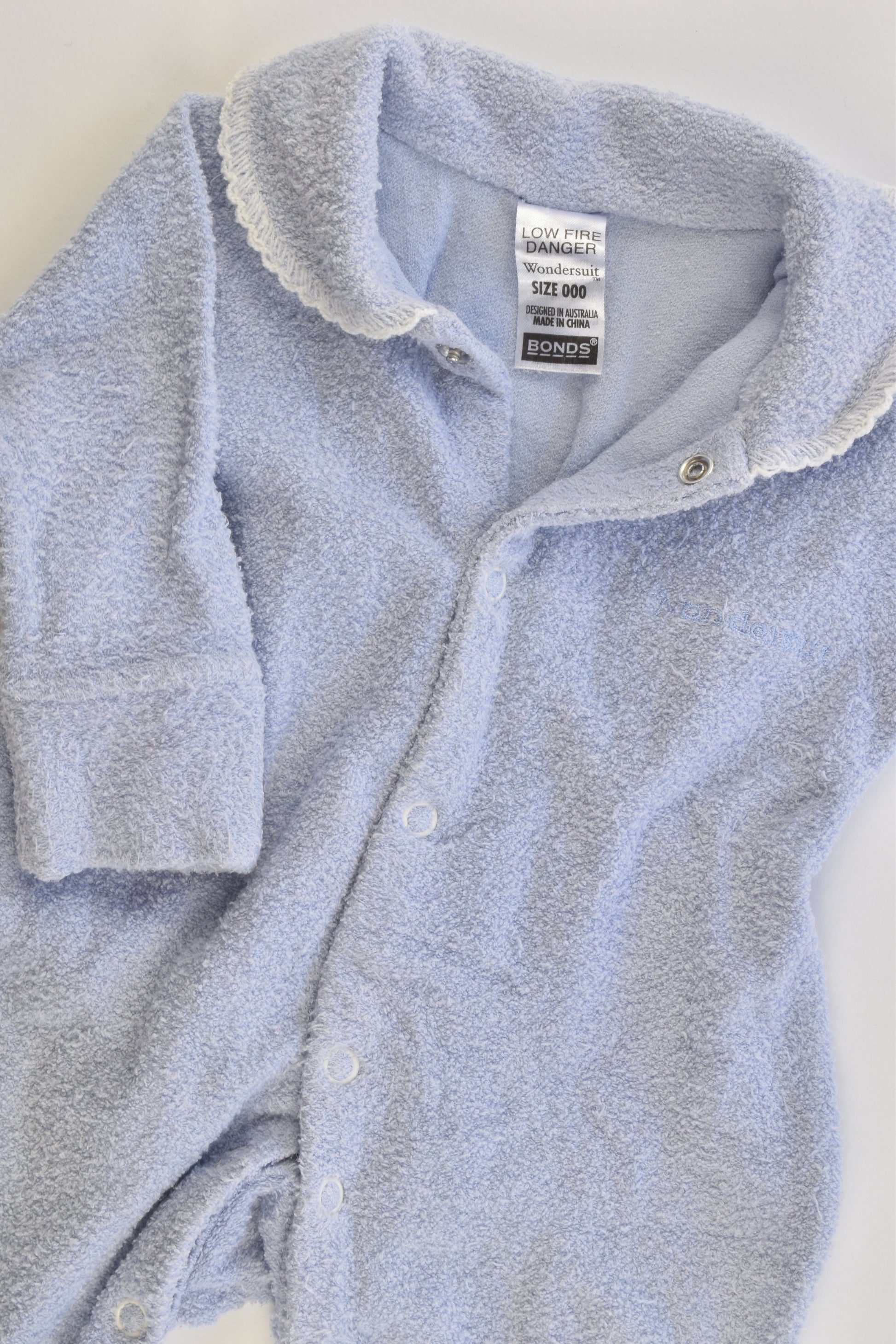 Bonds Size 000 Collared Footed Terry Wondersuit