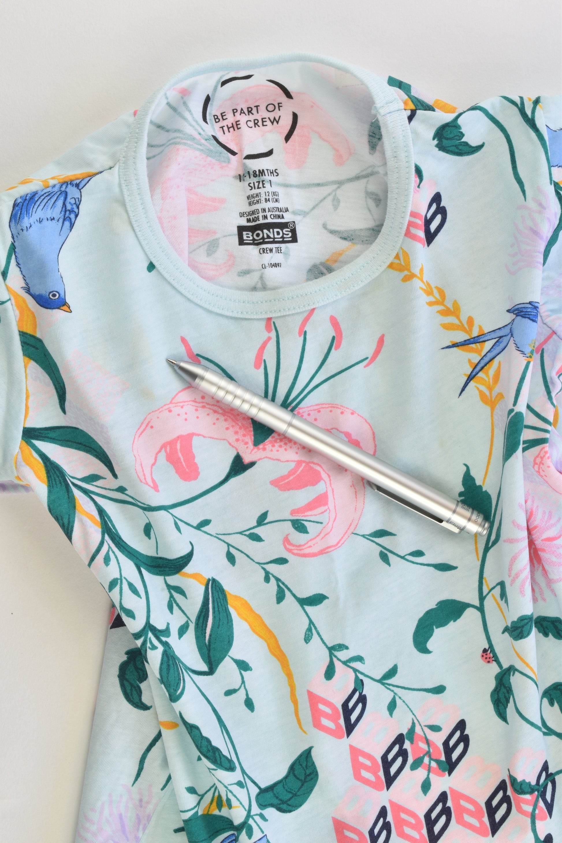 Bonds Size 1 (12-18 months) Floral T-shirt