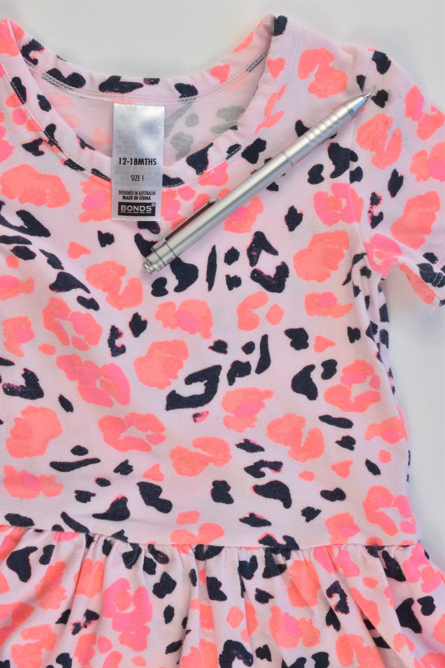Bonds Size 1 (12-18 months) Leopard Print Dress/Bodysuit