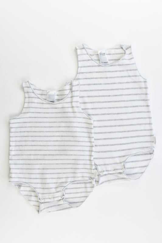 Bonds Size 1 (12-18 months) Striped Bodysuit x2