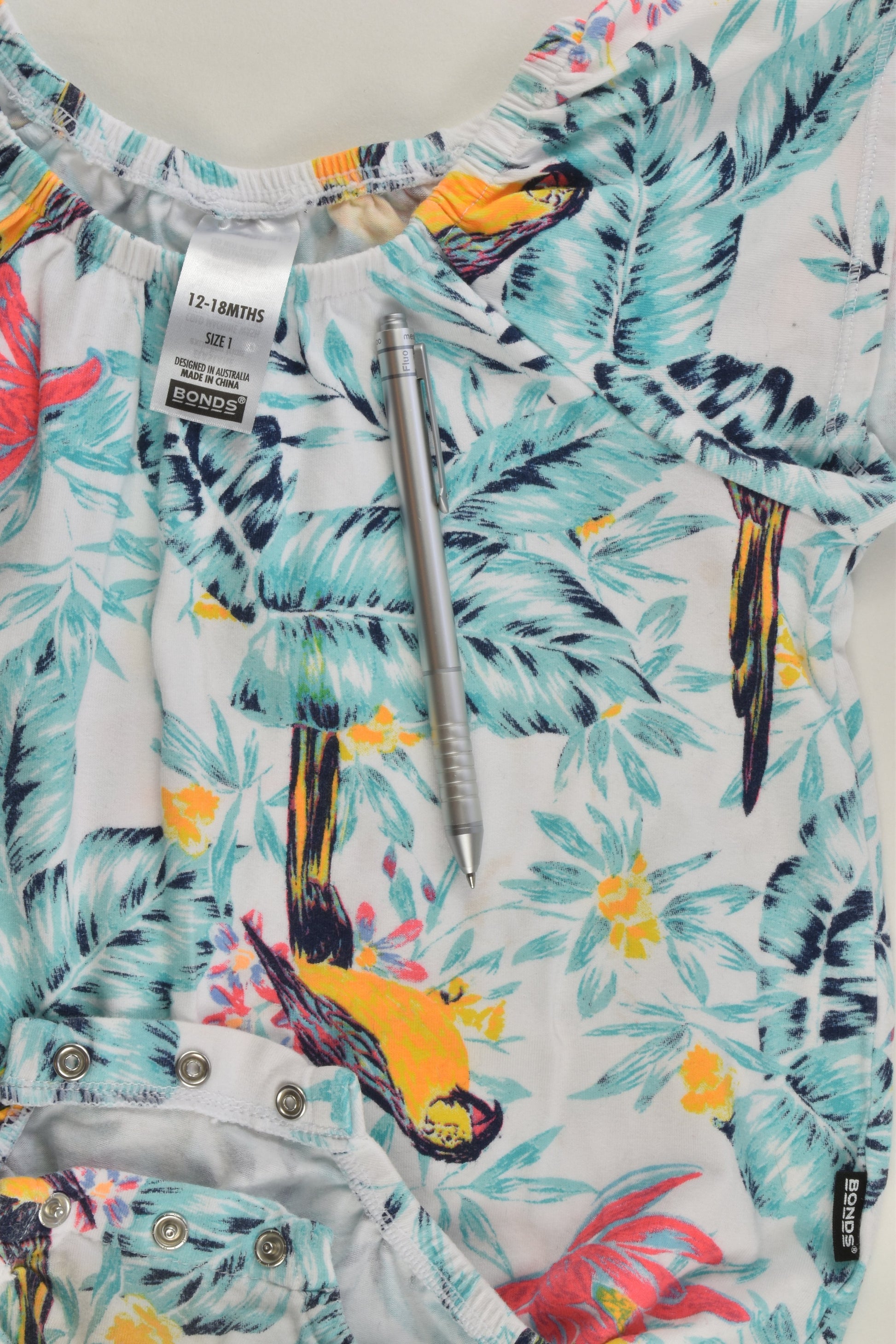 Bonds Size 1 Parrots and Leaves Short Romper