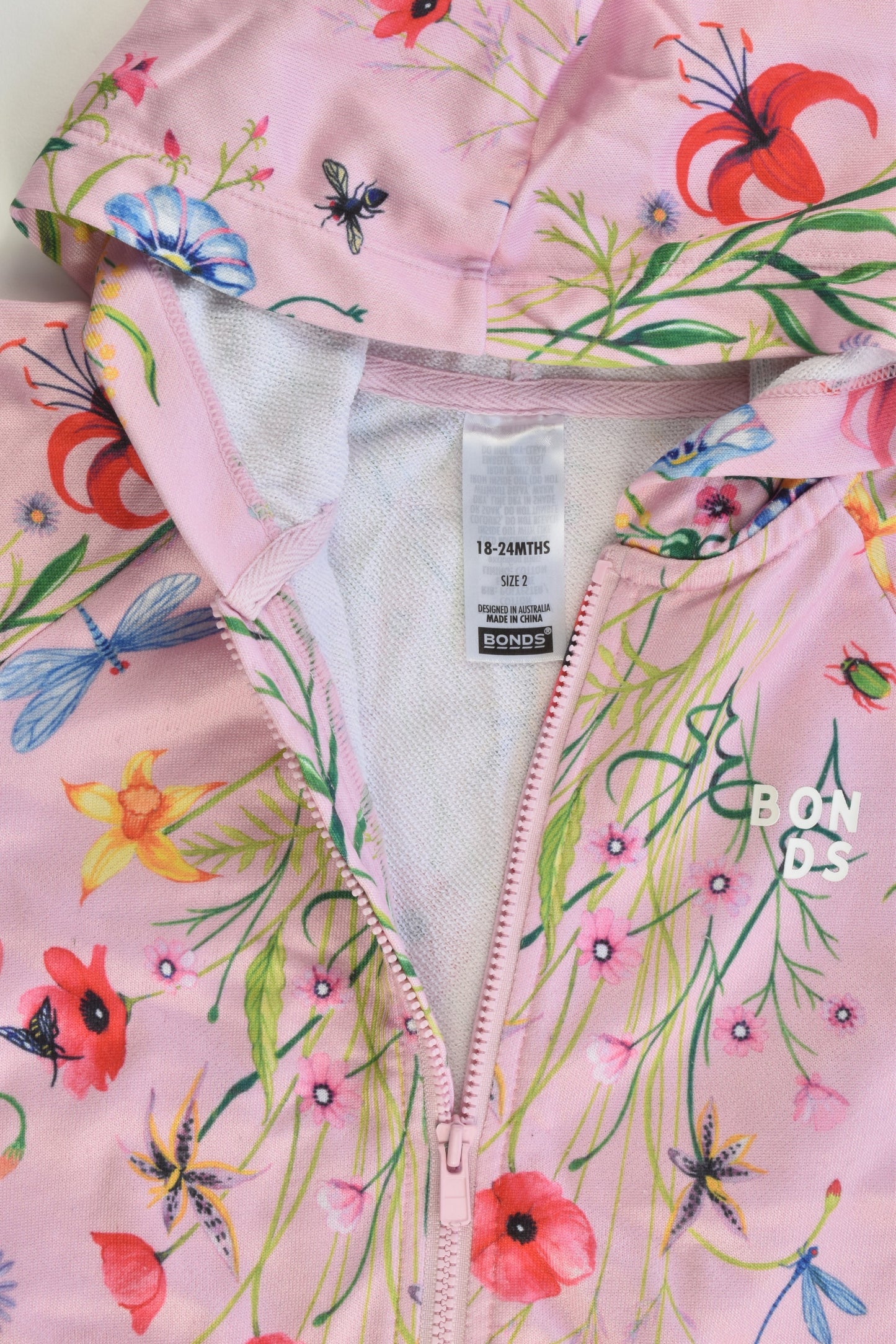 Bonds Size 2 (18-24 months) Floral Hooded Jumper