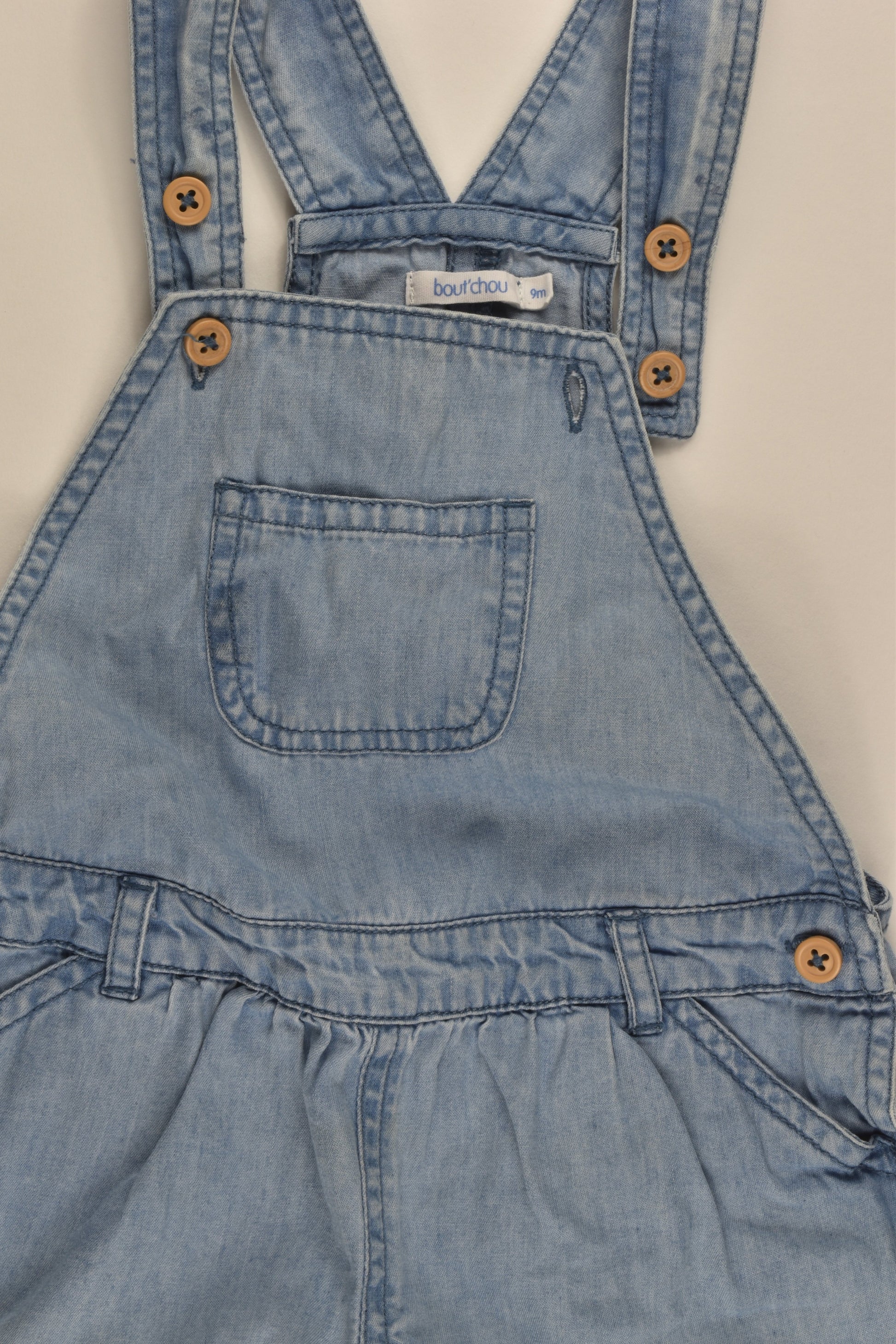 Bout'Chou (France) Size 0 (9 months, 71 cm) Lightweight Denim Short Overalls