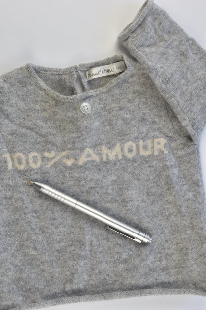 Bout'Chou (France) Size 00 (6 months, 67 cm) '100% Amour' Cashmere Jumper