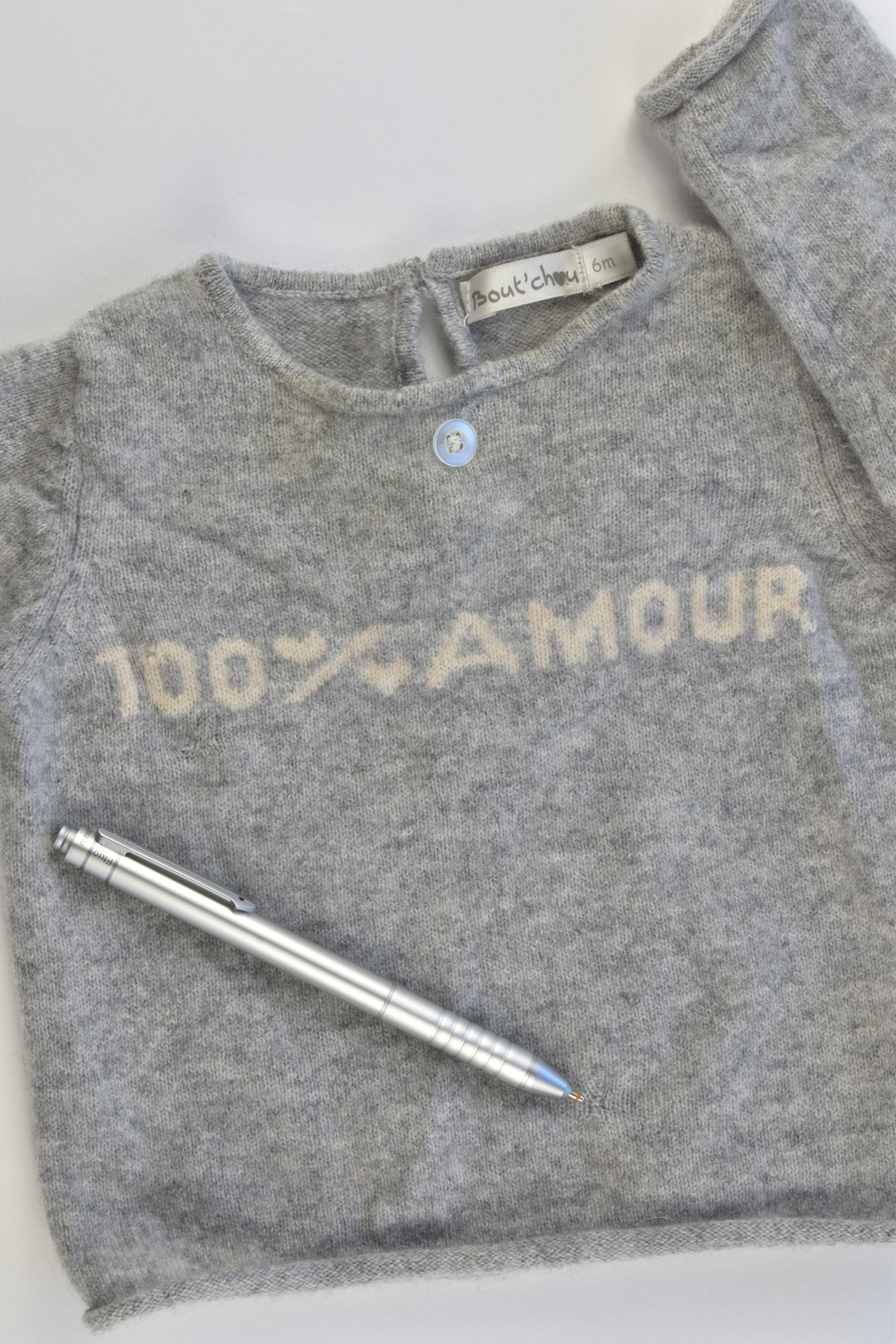 Bout'Chou (France) Size 00 (6 months, 67 cm) '100% Amour' Cashmere Jumper