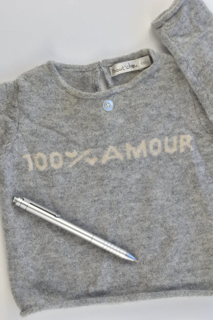 Bout'Chou (France) Size 00 (6 months, 67 cm) '100% Amour' Cashmere Jumper