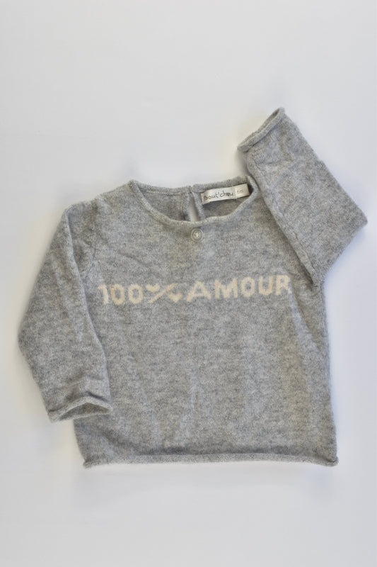 Bout'Chou (France) Size 00 (6 months, 67 cm) '100% Amour' Cashmere Jumper