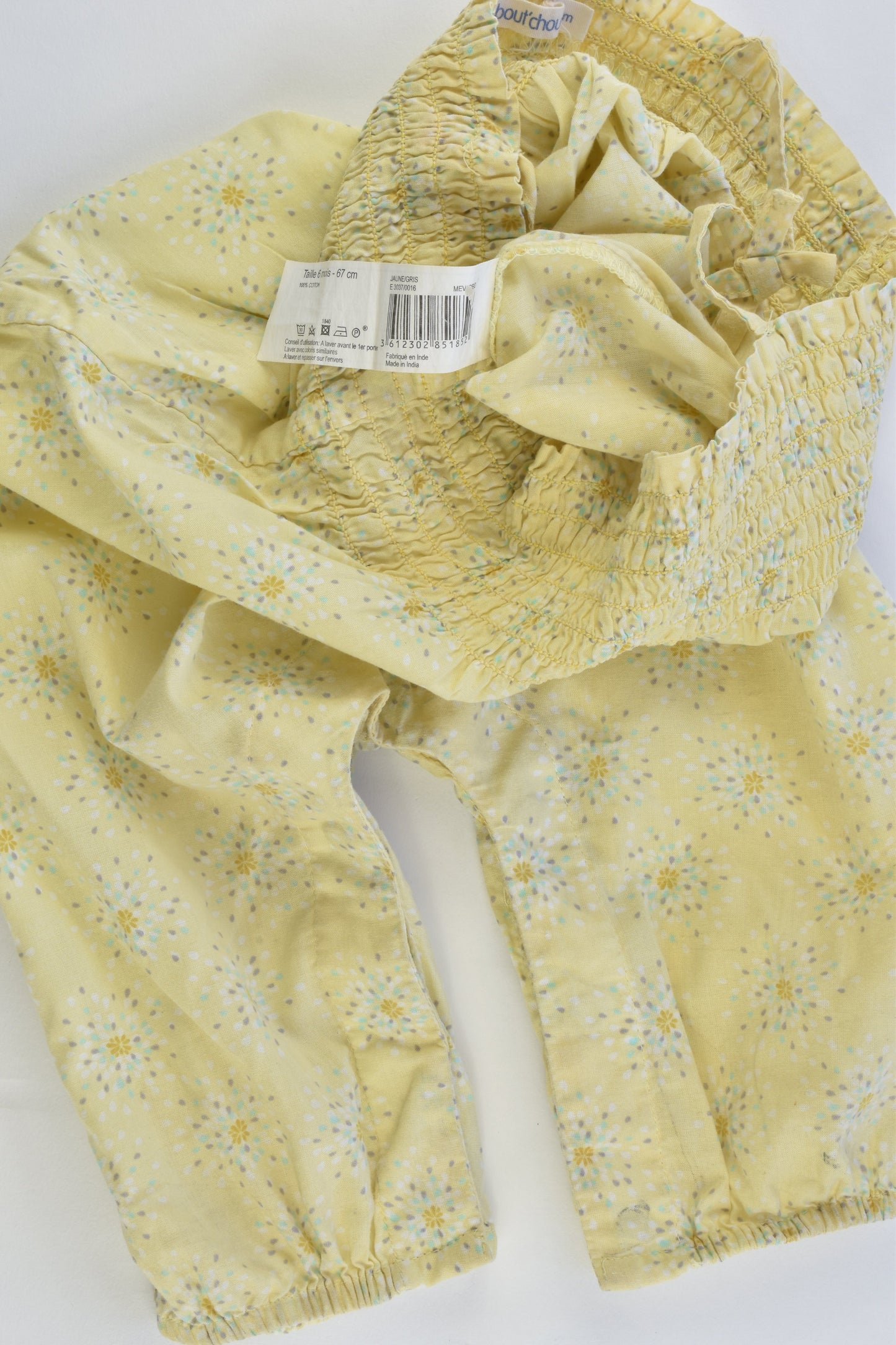 Bout'Chou (France) Size 00 (6 months, 67 cm) Flowers Playsuit