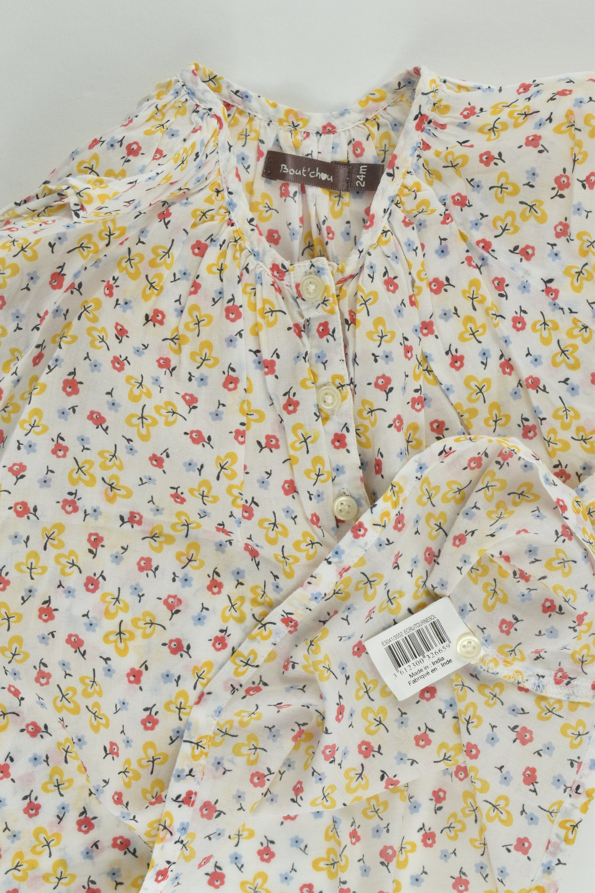 Bout'Chou (France) Size 1-2 (24 months, 86 cm) Floral Blouse