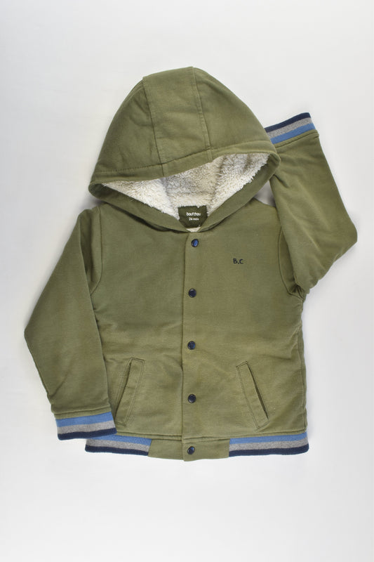 Bout'Chou (France) Size 1-2 (24 months) Warm Hooded Jumper with Fluffy Lining