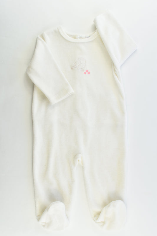 Bout'chou (France) Size 12 months (0-1) Footed Bird Velour Romper