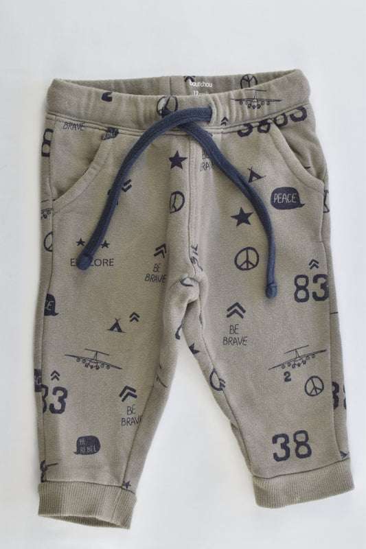 Bout'Chou (France) Size 12 months "Be Brave, Be Rebel, Explore" Track Pants