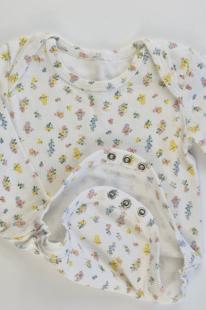 Brand Unknown Size 00 Floral Ribbed Bodysuit