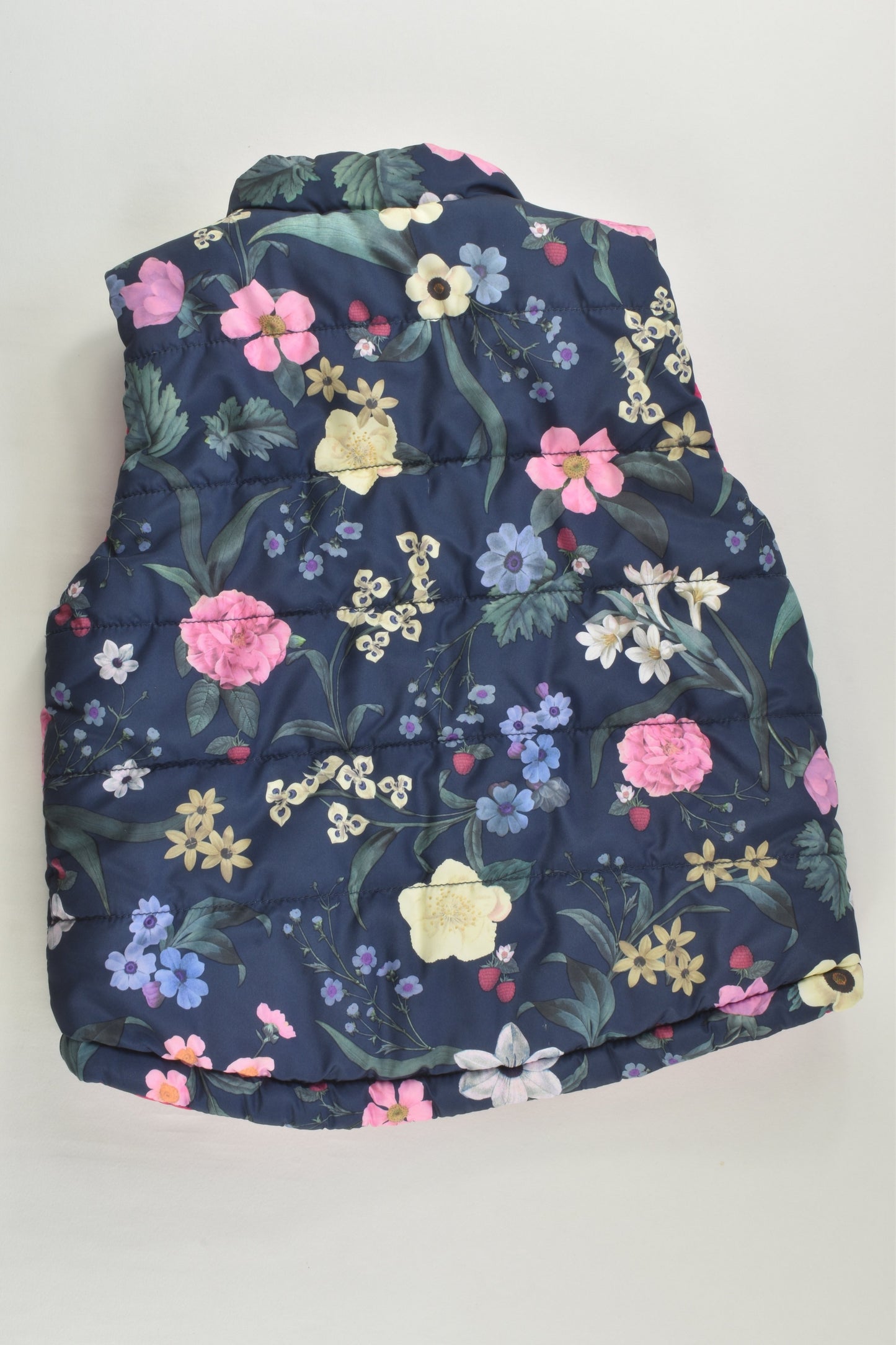 Brand Unknown Size 1-2 Reversible Floral/Pink Puffer Vest