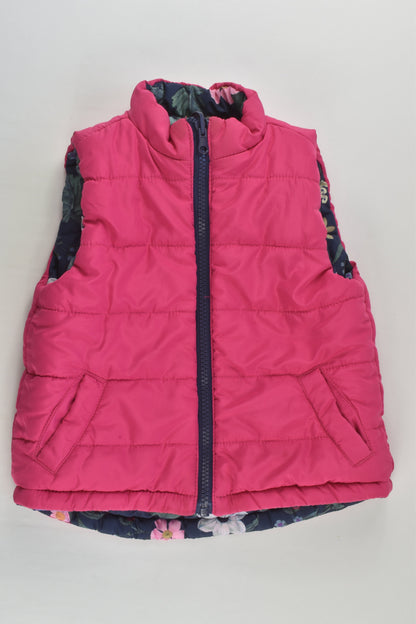 Brand Unknown Size 1-2 Reversible Floral/Pink Puffer Vest