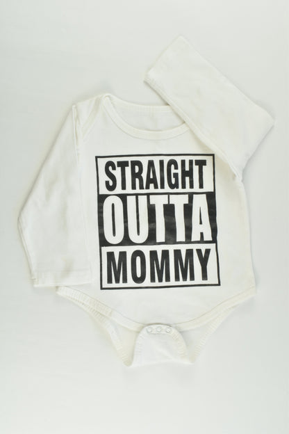 Brand Unknown Size approx 0 'Straight Outta Mummy' Bodysuit